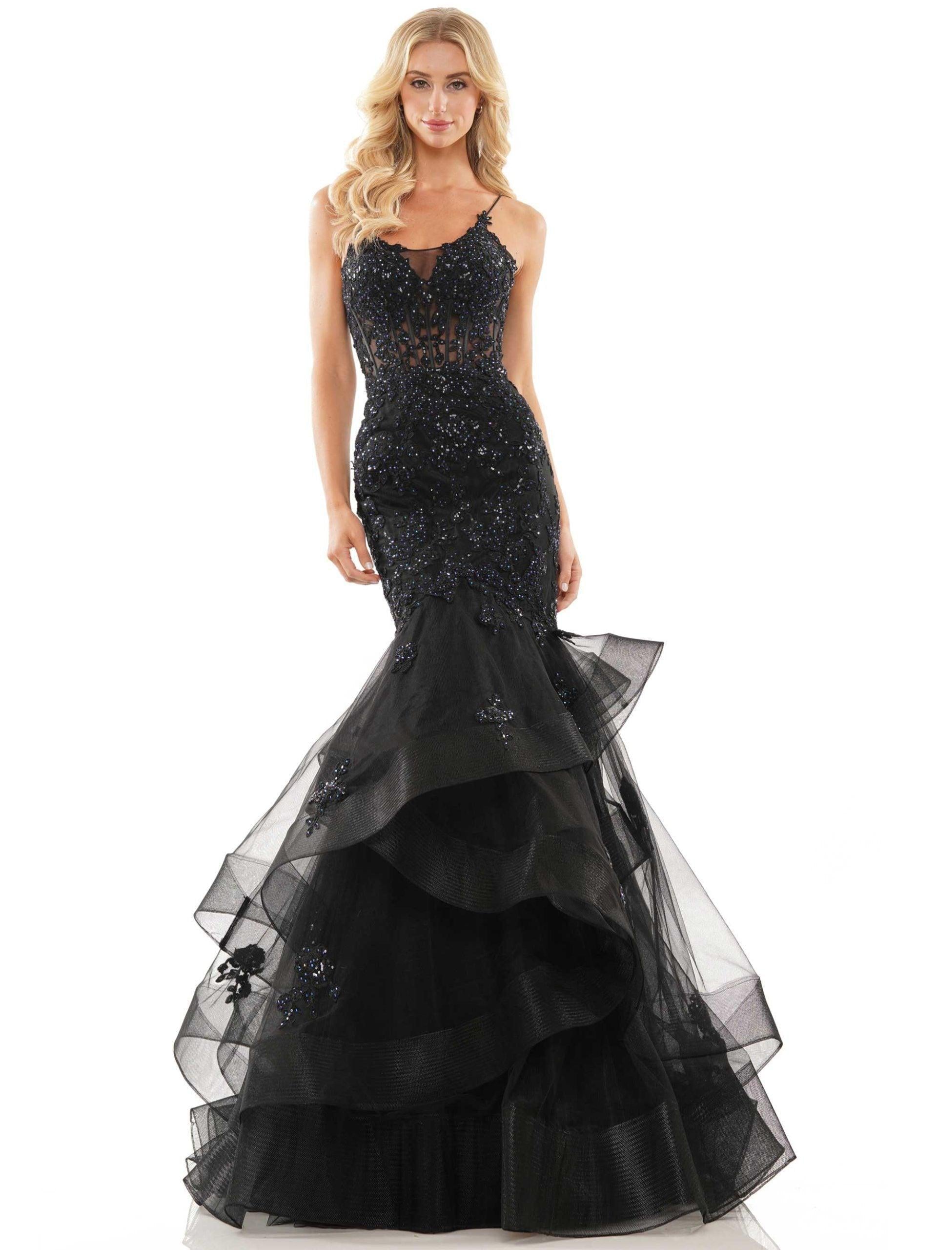 Colors Long Spaghetti Strap Evening Dress 2899 - The Dress Outlet