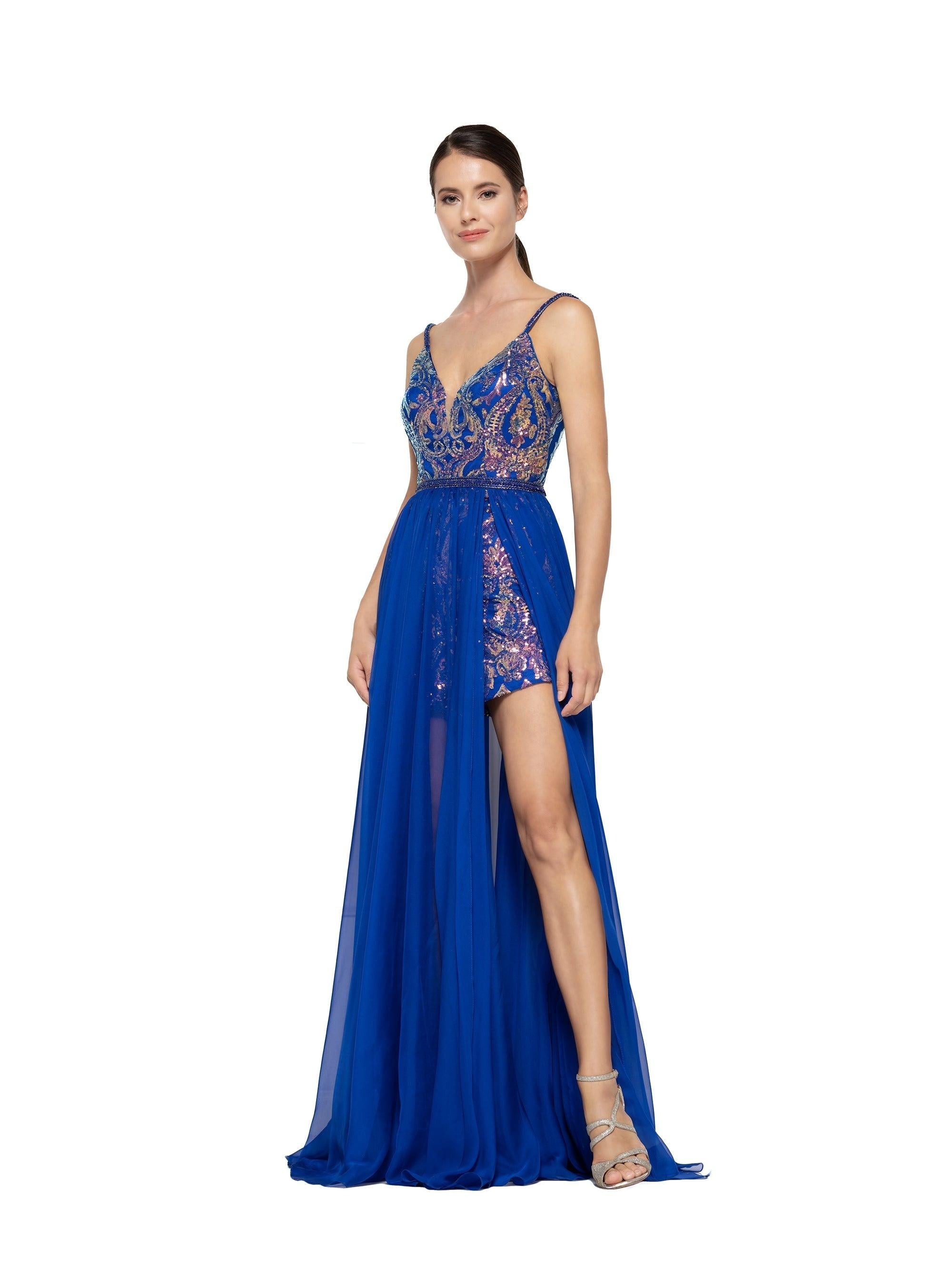 Colors Long Spaghetti Strap Formal A Line Dress 937 - The Dress Outlet