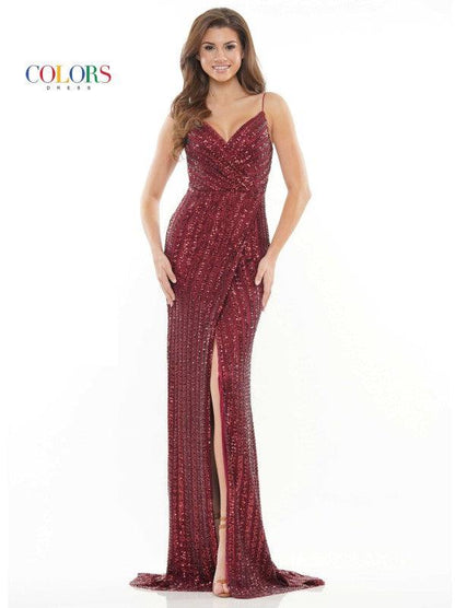 Colors Long Spaghetti Strap Formal Prom Gown 2659 - The Dress Outlet
