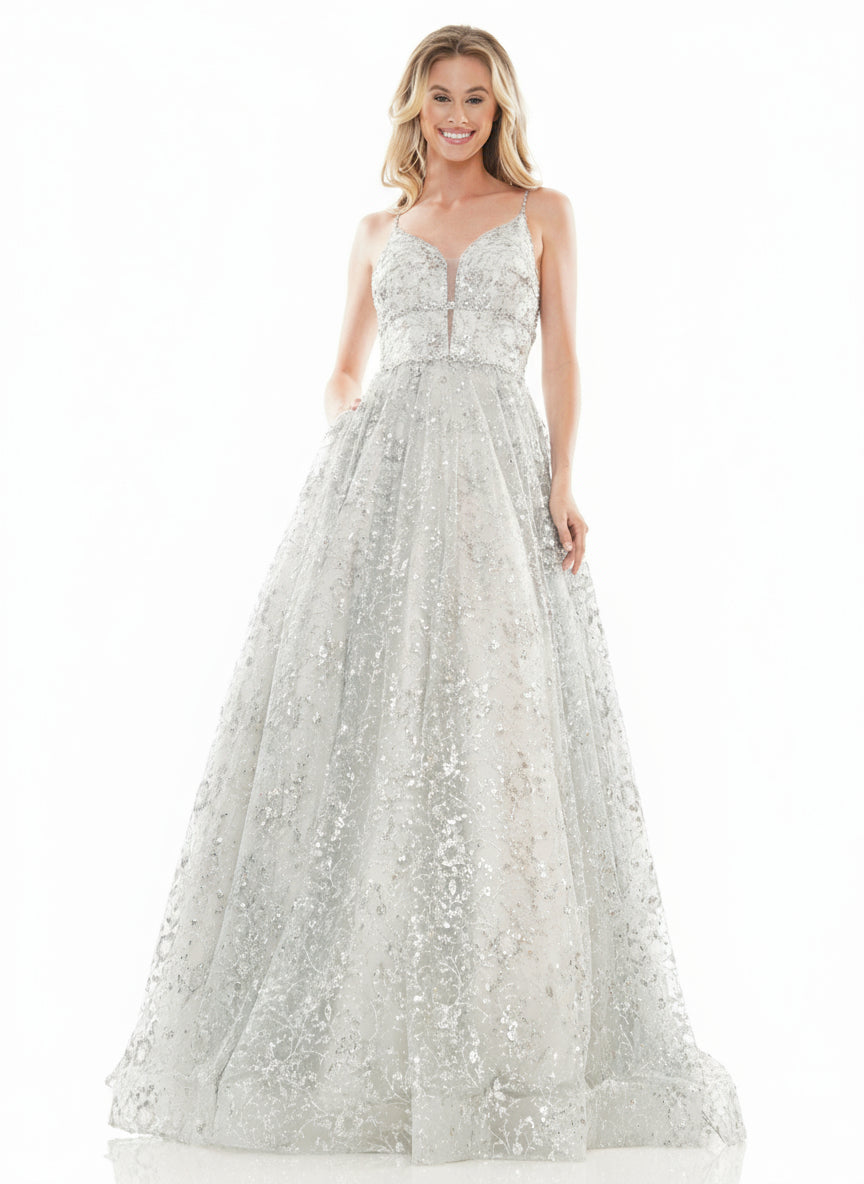 Colors Prom Long Formal Beaded Mesh Ball Gown 2288 - The Dress Outlet