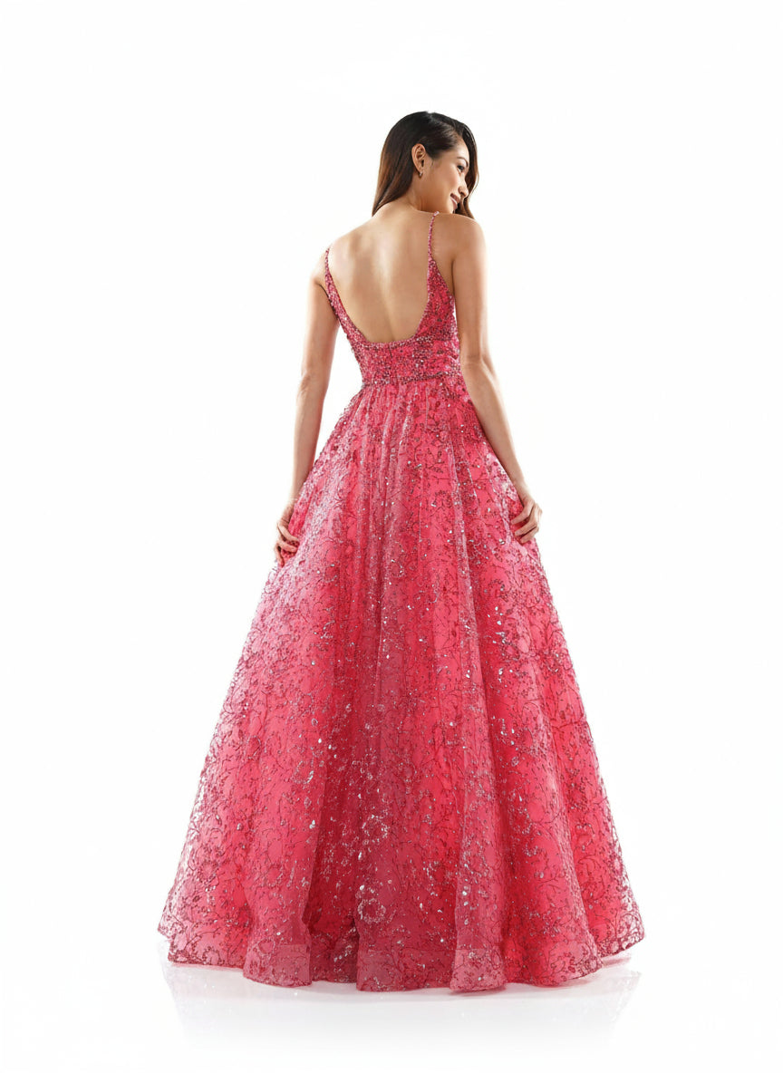 Colors Prom Long Formal Beaded Mesh Ball Gown 2288 - The Dress Outlet