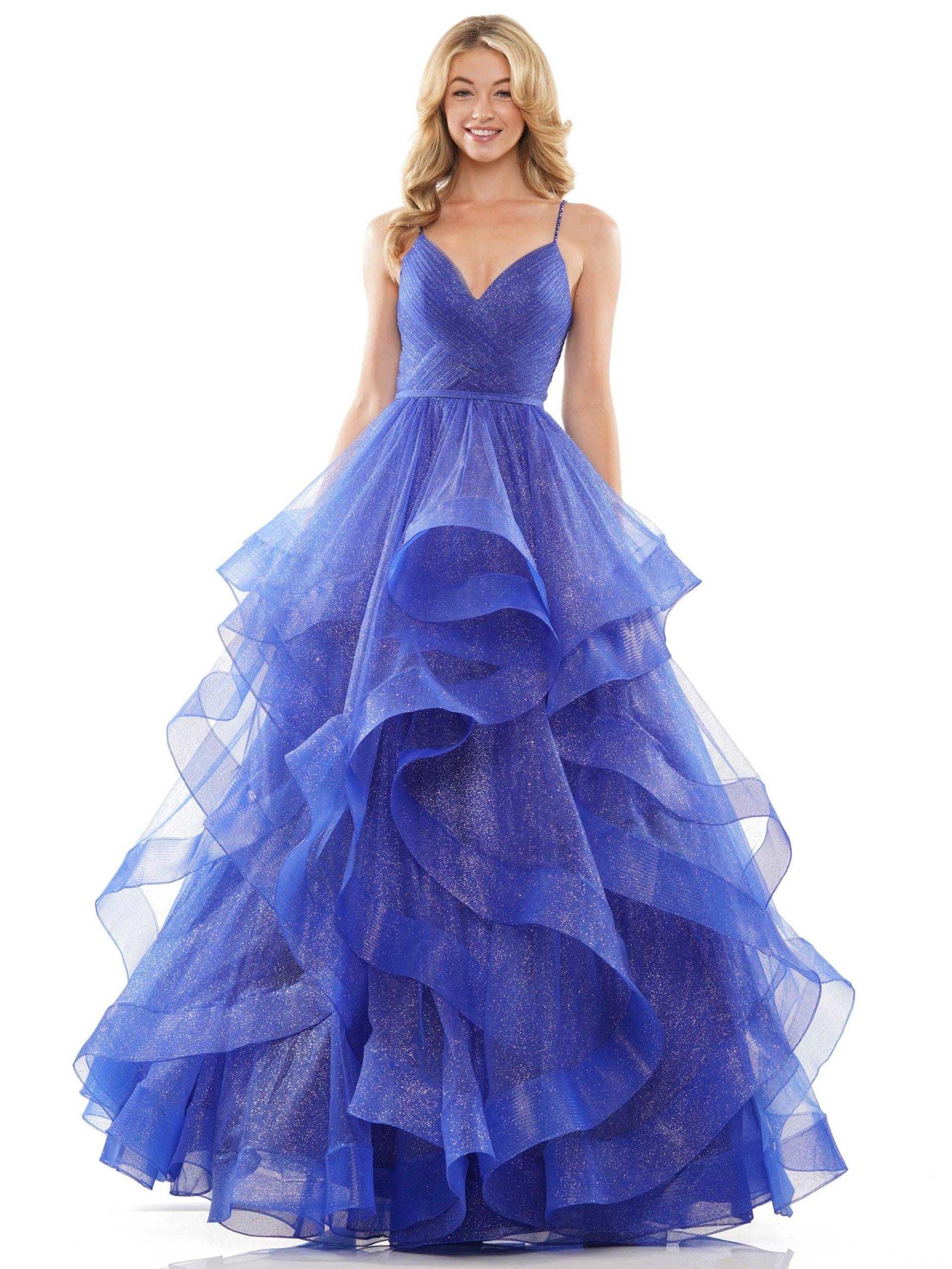 Colors Prom Long Formal Glitter Mesh Ball Gown 2381 - The Dress Outlet