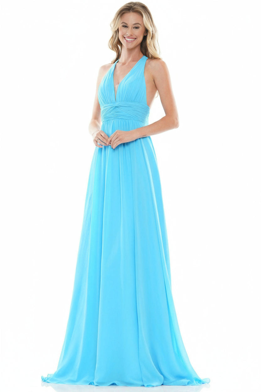 Colors Prom Long Halter Chiffon Formal Dress 2734 - The Dress Outlet