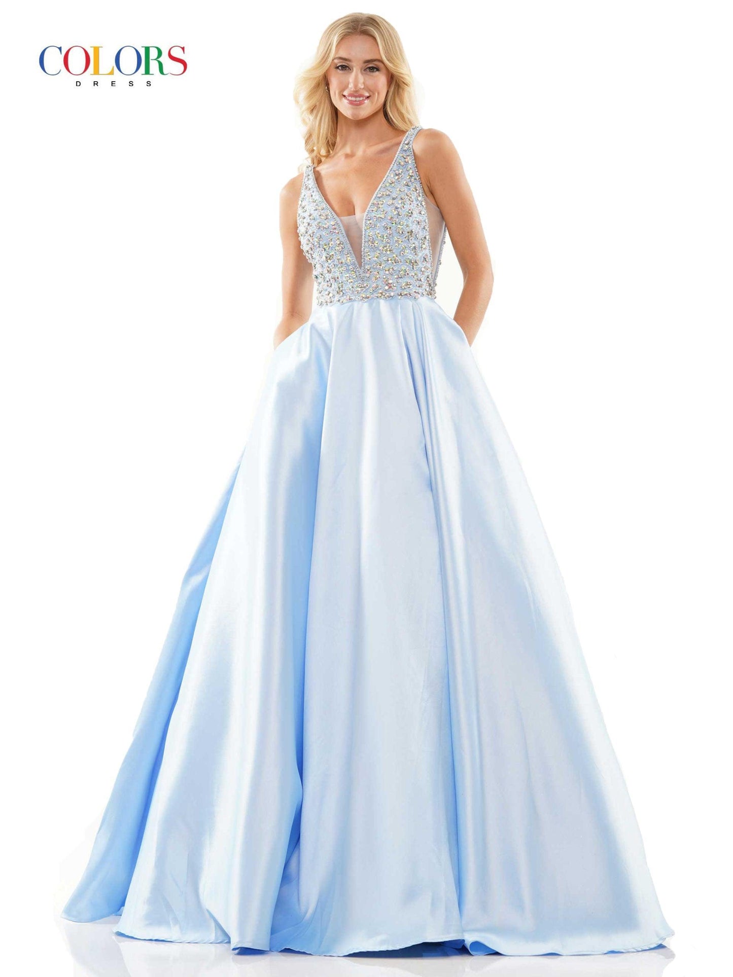 Colors Prom Long Sleeveless Dress - The Dress Outlet