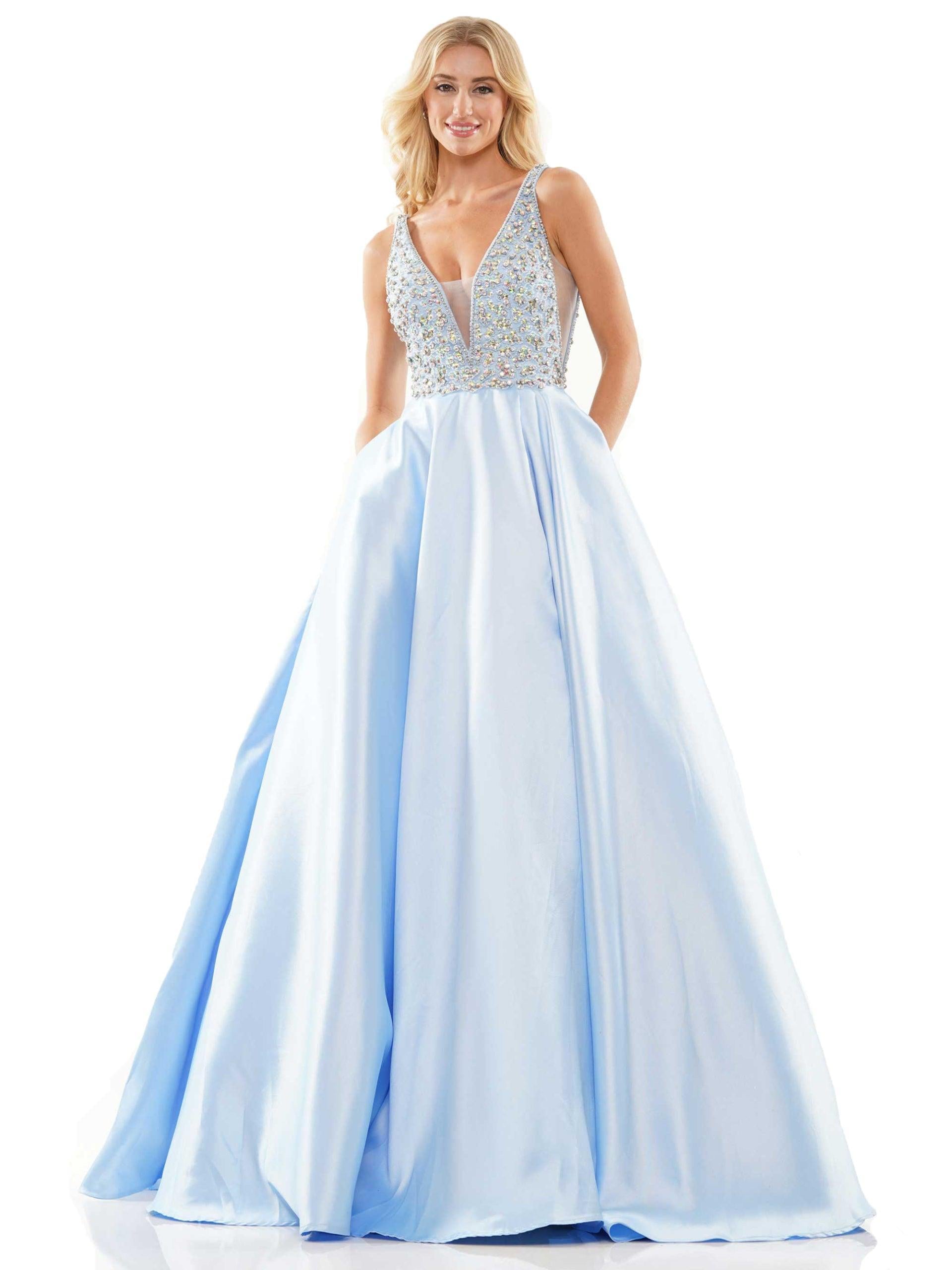 Colors Prom Long Sleeveless Dress - The Dress Outlet