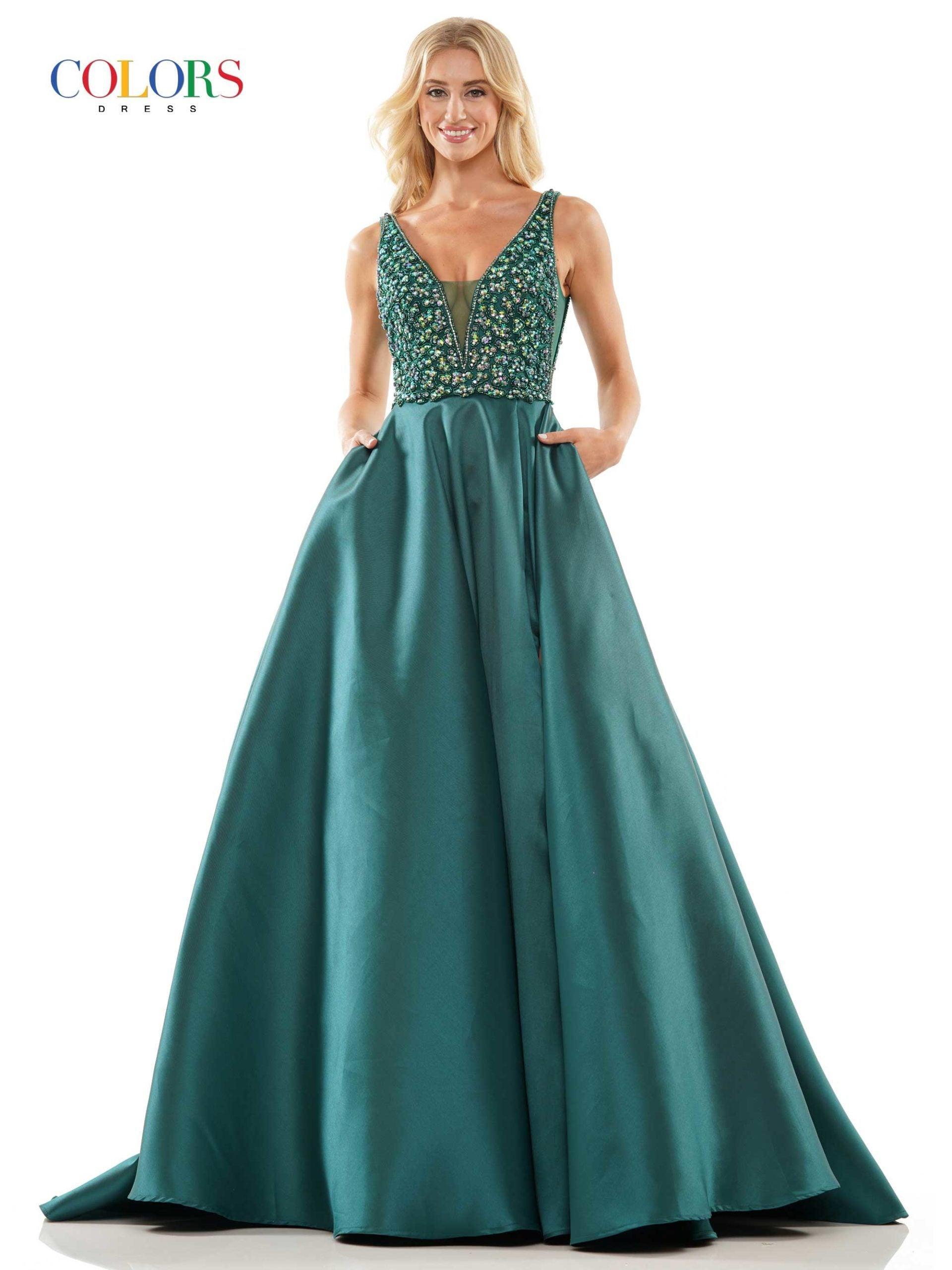 Colors Prom Long Sleeveless Dress - The Dress Outlet