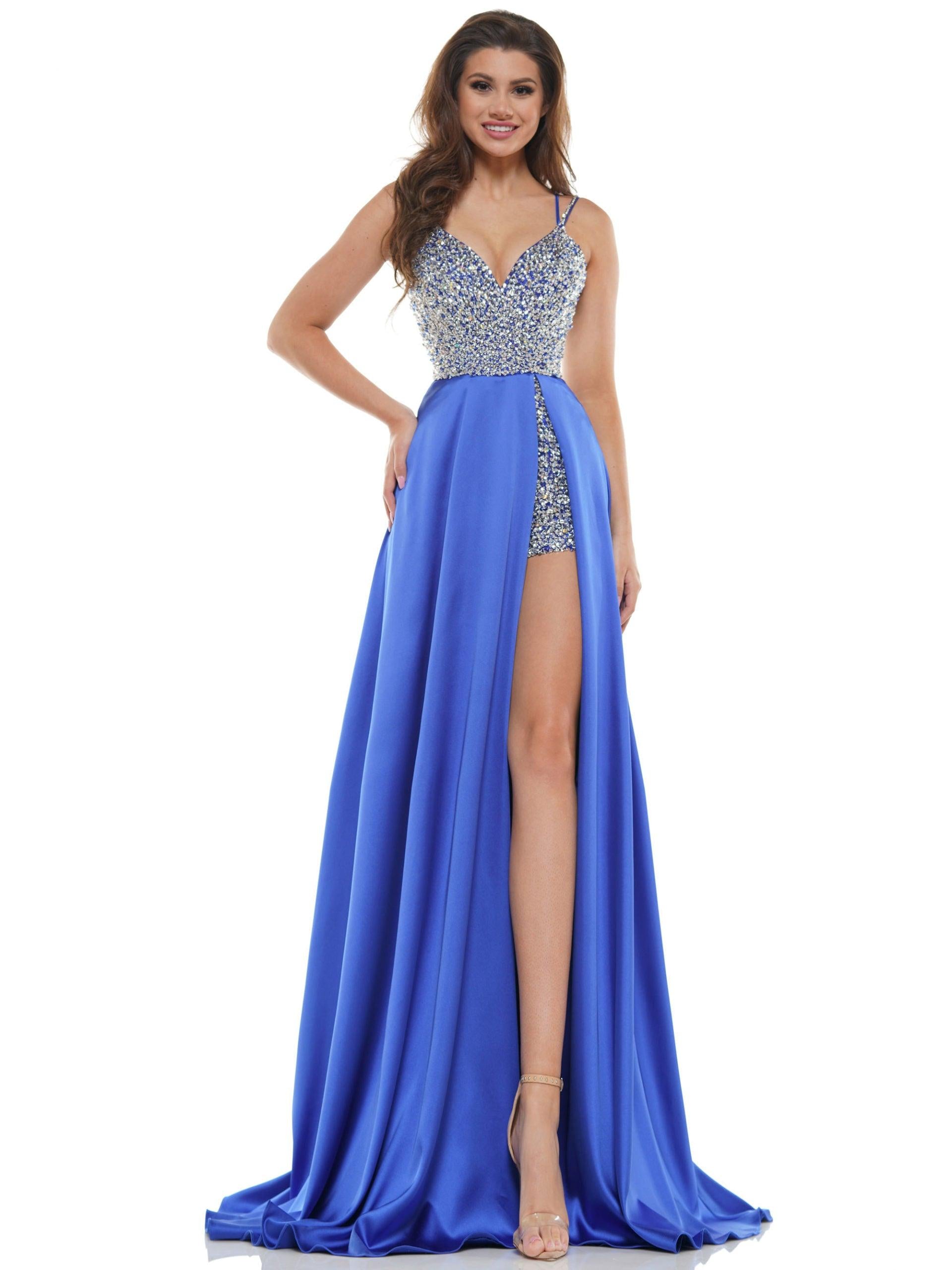 Colors 2604 Colors Prom Short Beaded Romper Skirt Overlay