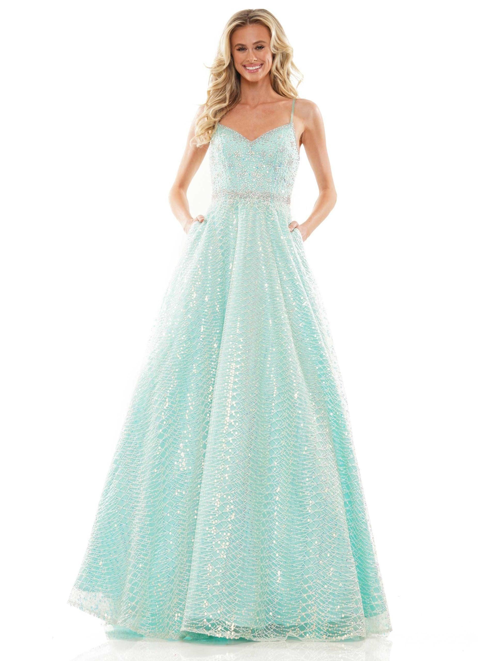 Colors Spaghetti Strap Long Prom Dress 2915 - The Dress Outlet