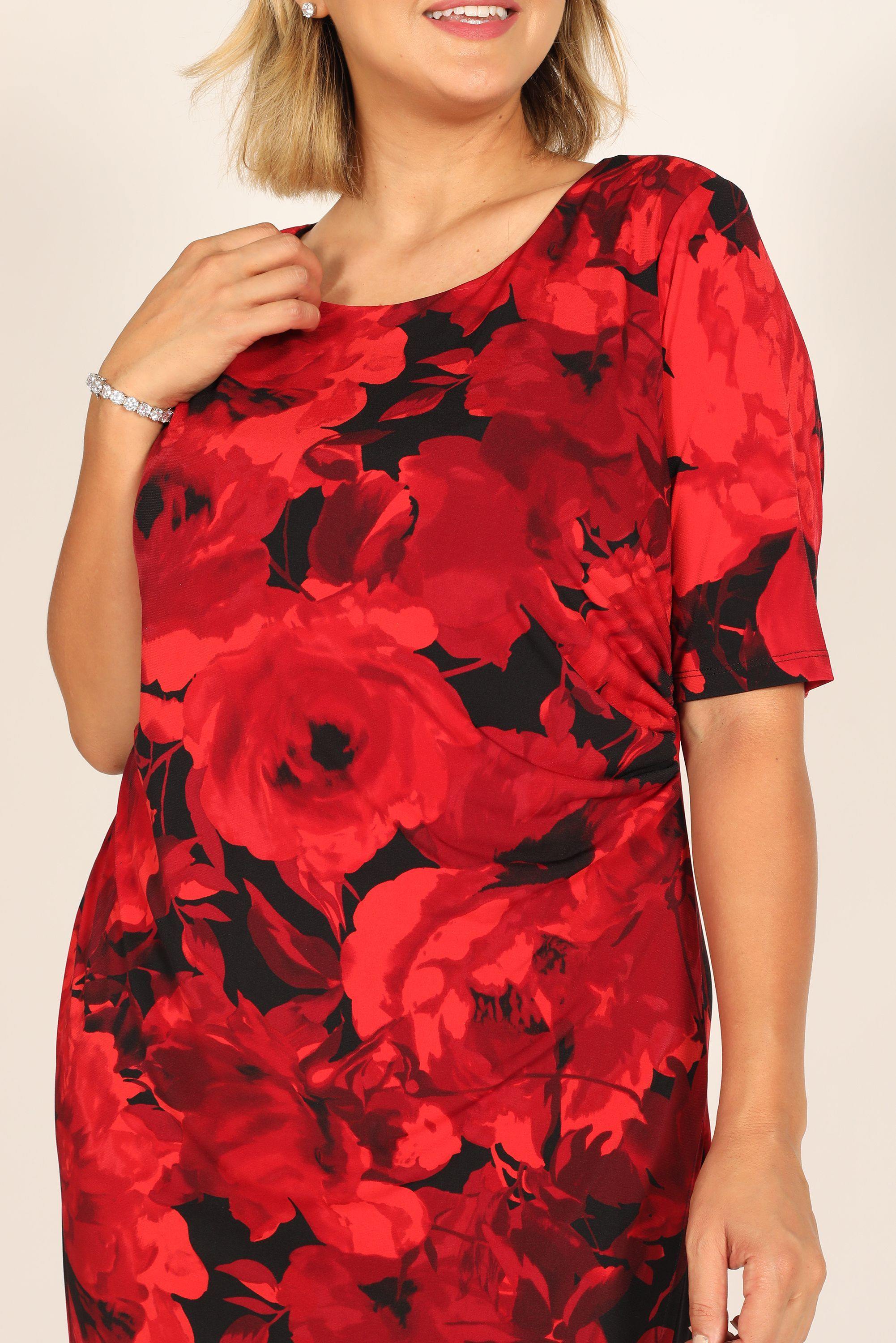 Connected Apparel Short Plus Size Floral Print Dress - The Dress Outlet