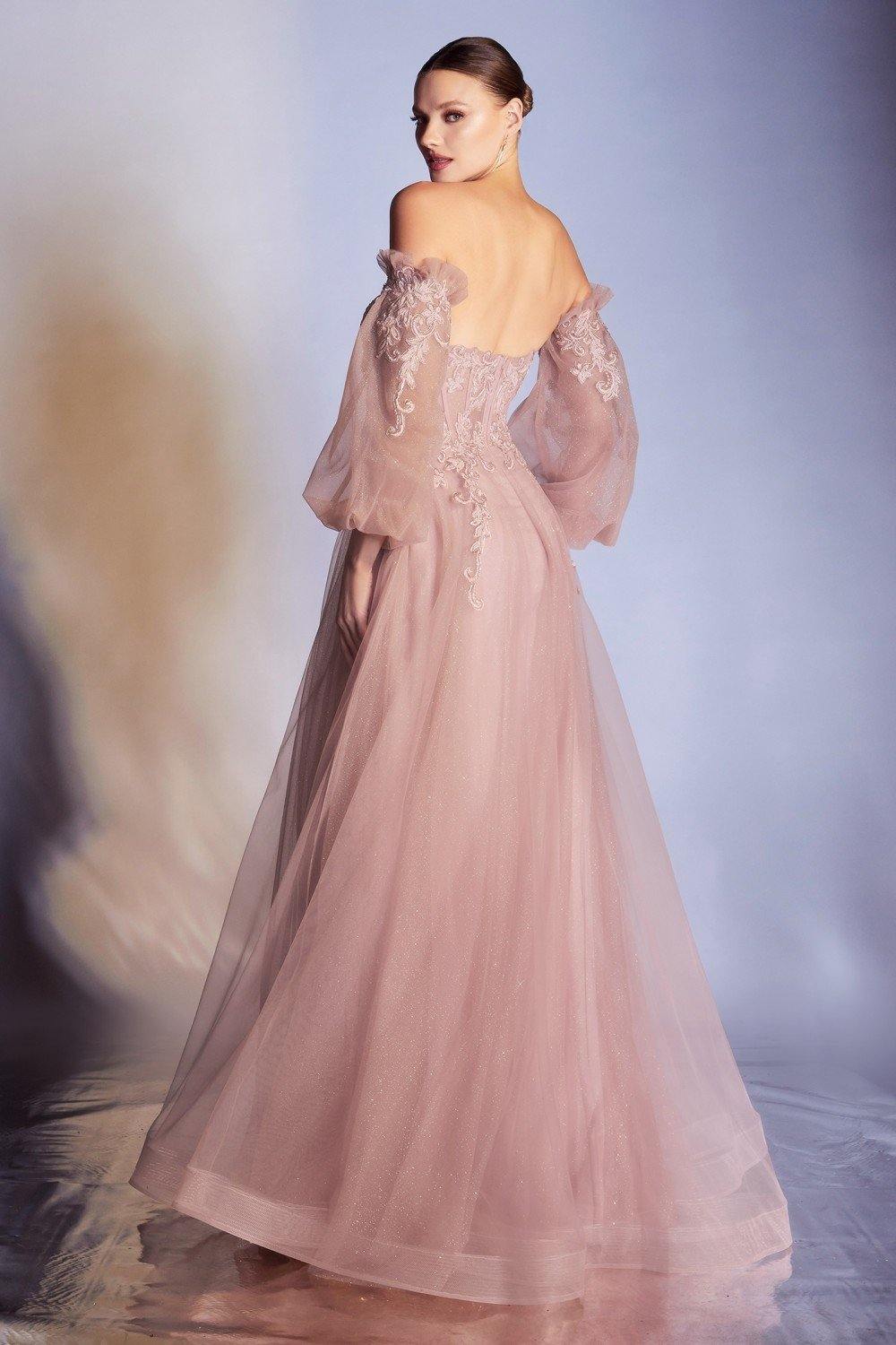 Corset Strapless Long Prom Dress Dusty Rose