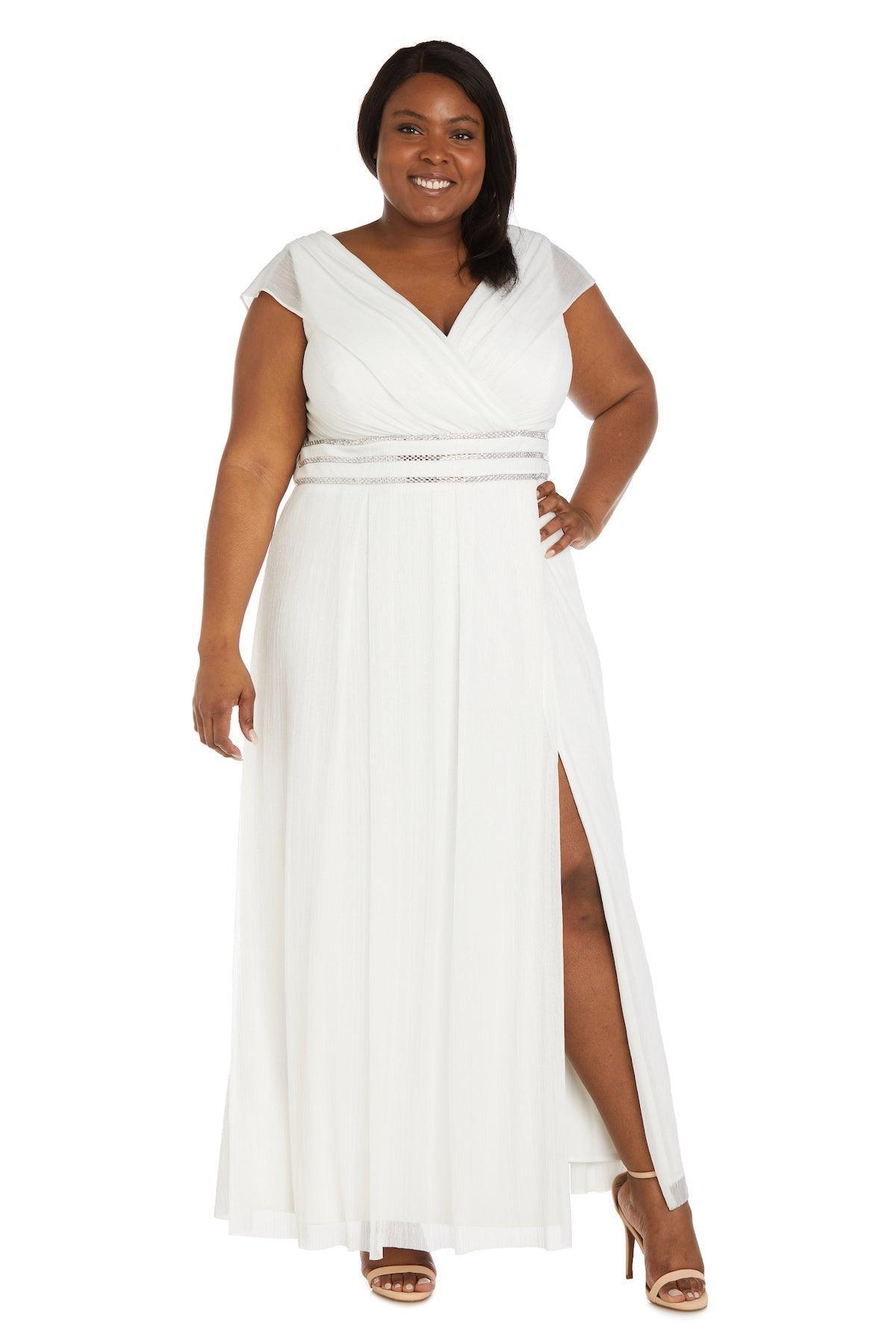 White R&M Richards 9466W Plus Size Long Formal Dress Formal