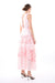 Formal Dresses Sleeveless V Neck Tiered Tea Length Dress Pink