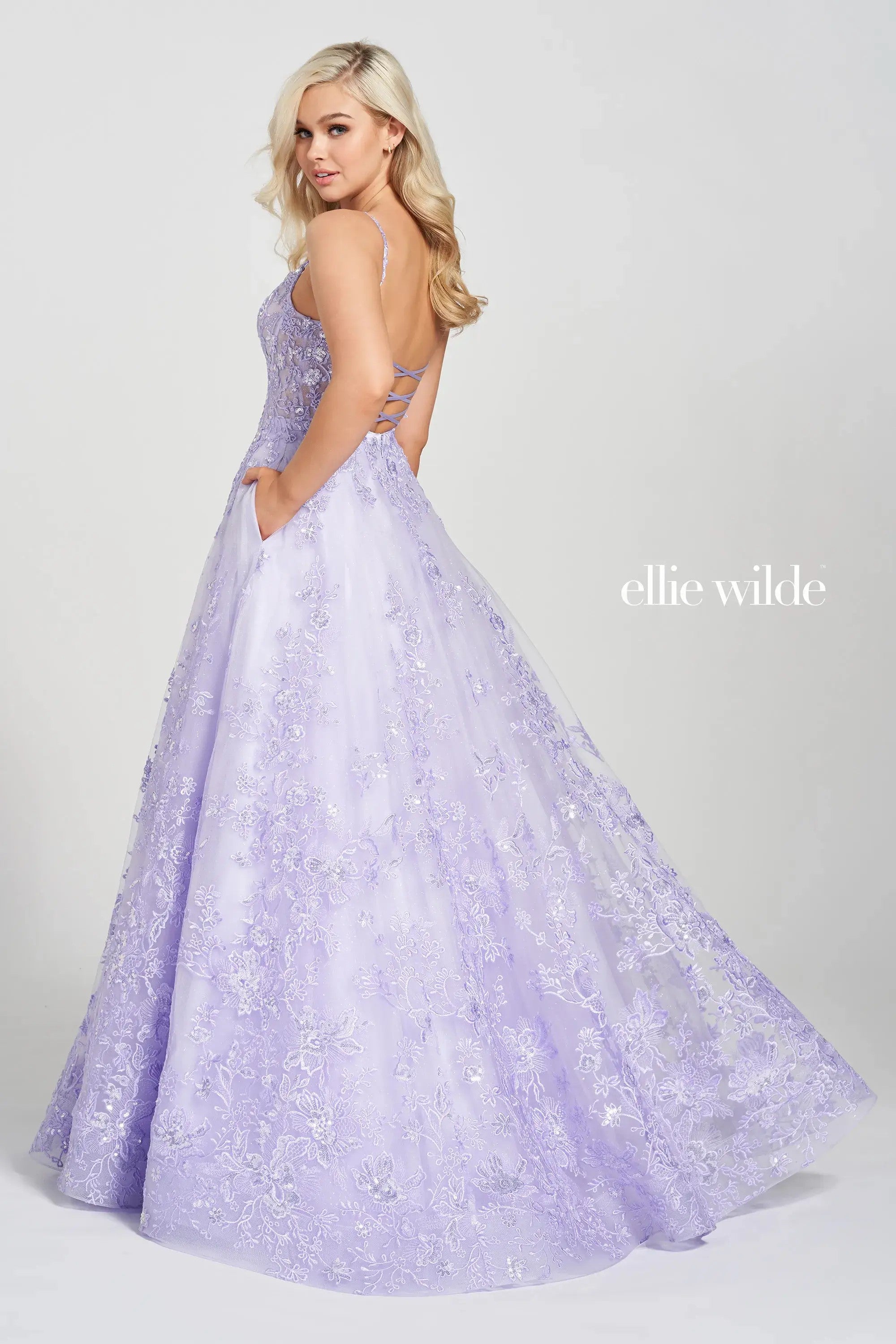 Prom Dresses Long Pocket Ball Gown Prom Dress Lavender