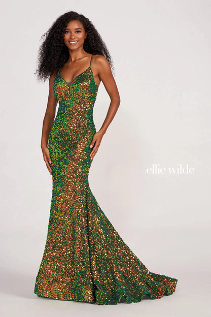 Prom Dresses Long Mermaid Sequin Formal Prom Gown Forest Light