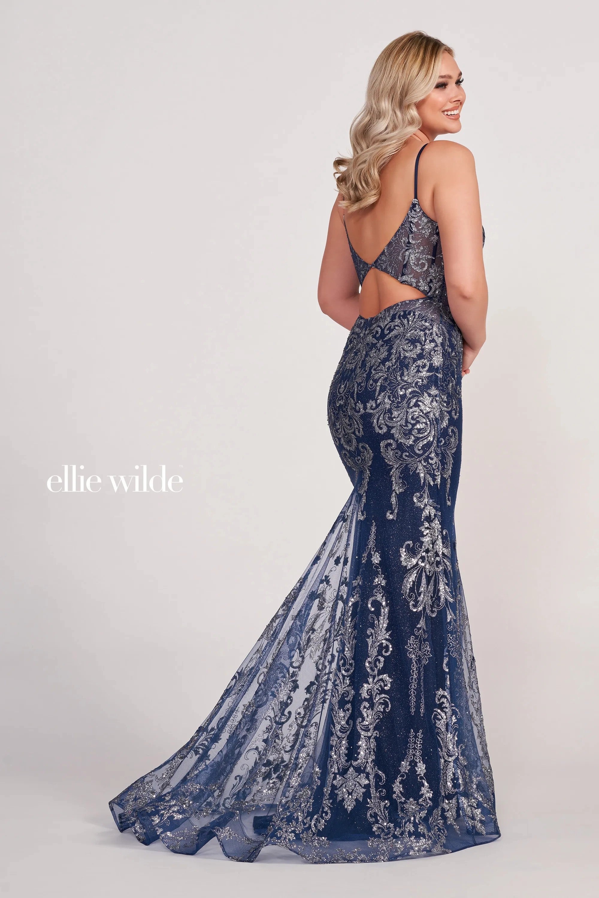 Prom Dresses Fitted Long Formal Evening Prom Dress Navy Blue