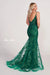 Prom Dresses Long Fitted Applique Evening Prom Gown Emerald