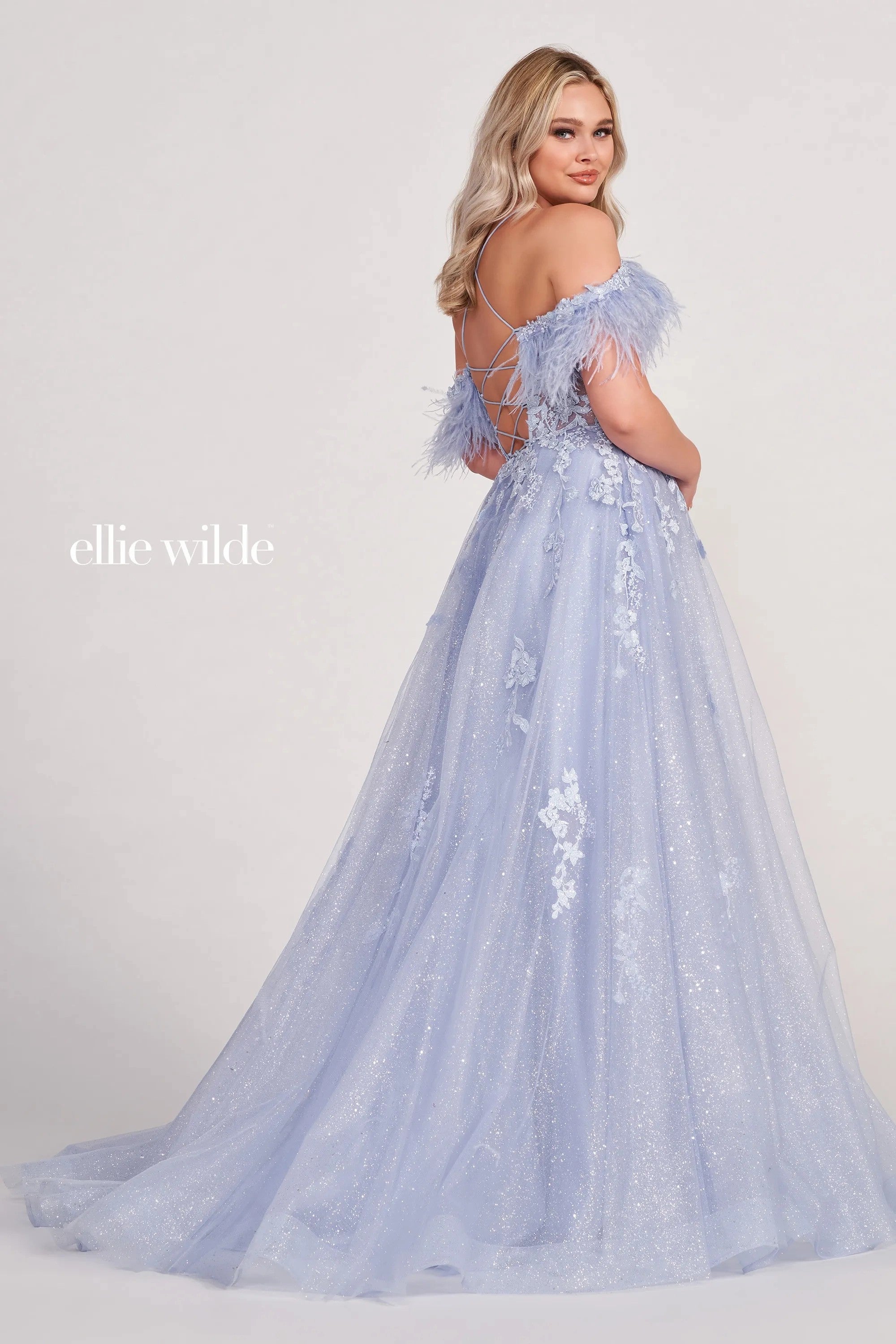 Prom Dresses Long Ball Gown Glitter Applique Prom Dress Periwinkle