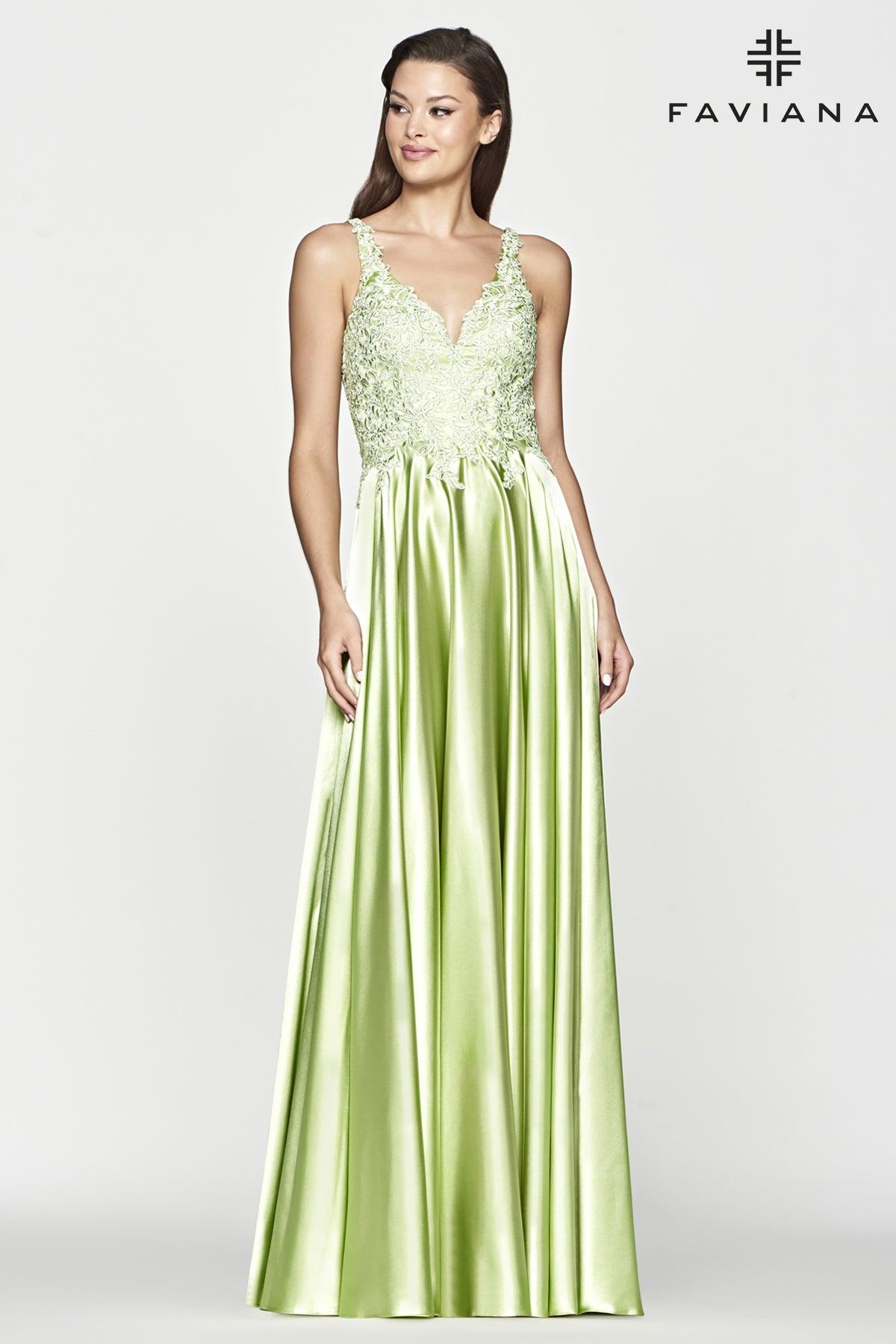Faviana Long A-Line Prom Dress S10642 - The Dress Outlet