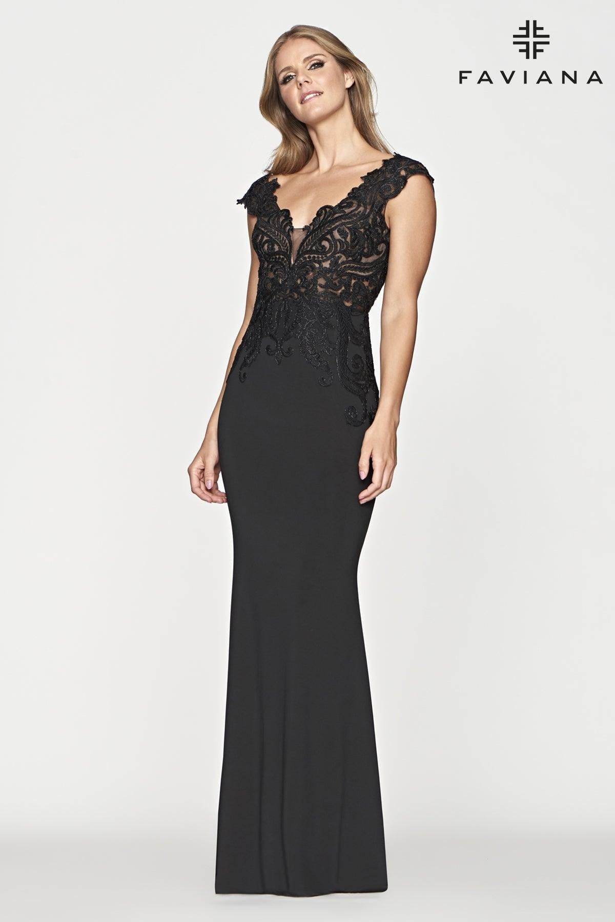 Faviana Long Sleeveless Prom Dress S10674 - The Dress Outlet