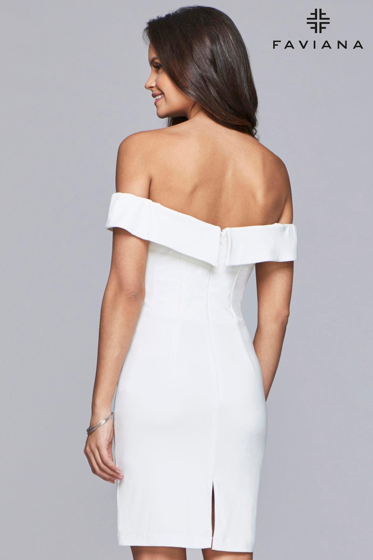 Faviana Off Shoulder Short Cocktail Dress S10162 - The Dress Outlet