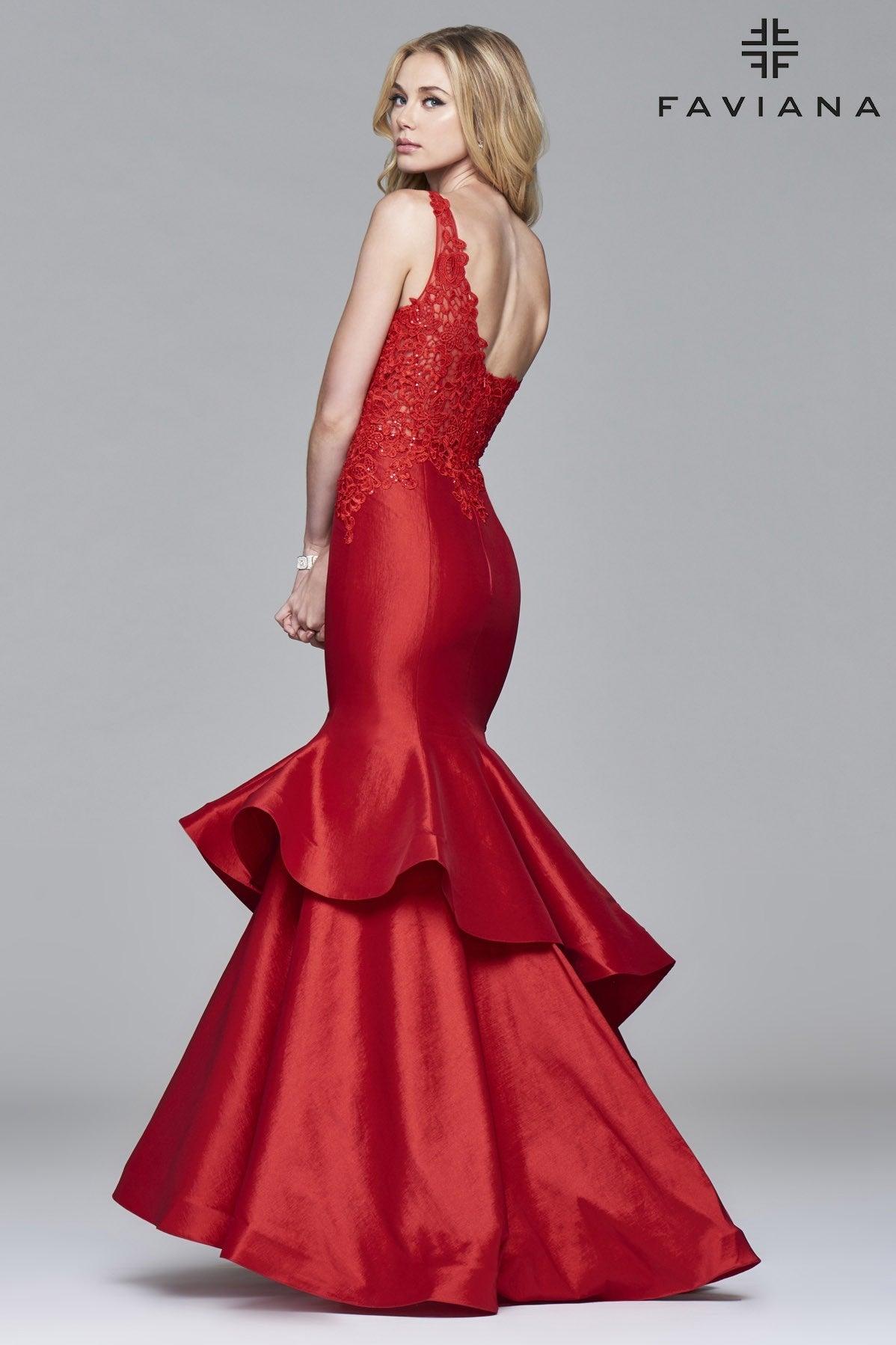 Faviana One-Shoulder Taffeta Long Prom Dress 7970 - The Dress Outlet