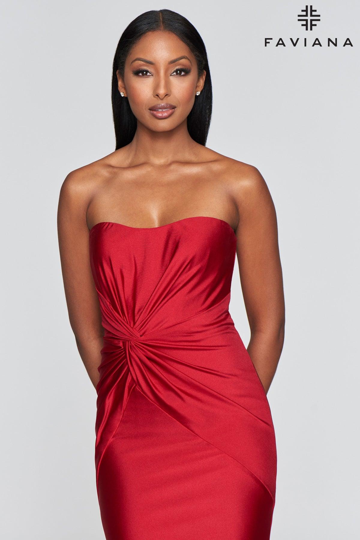 Faviana Strapless Long Formal Gown S10381 - The Dress Outlet