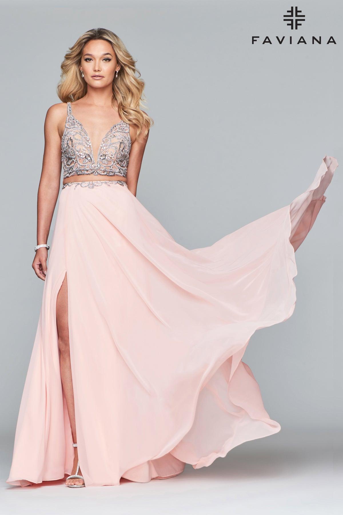 Faviana Two Piece Long Gown S10244 - The Dress Outlet