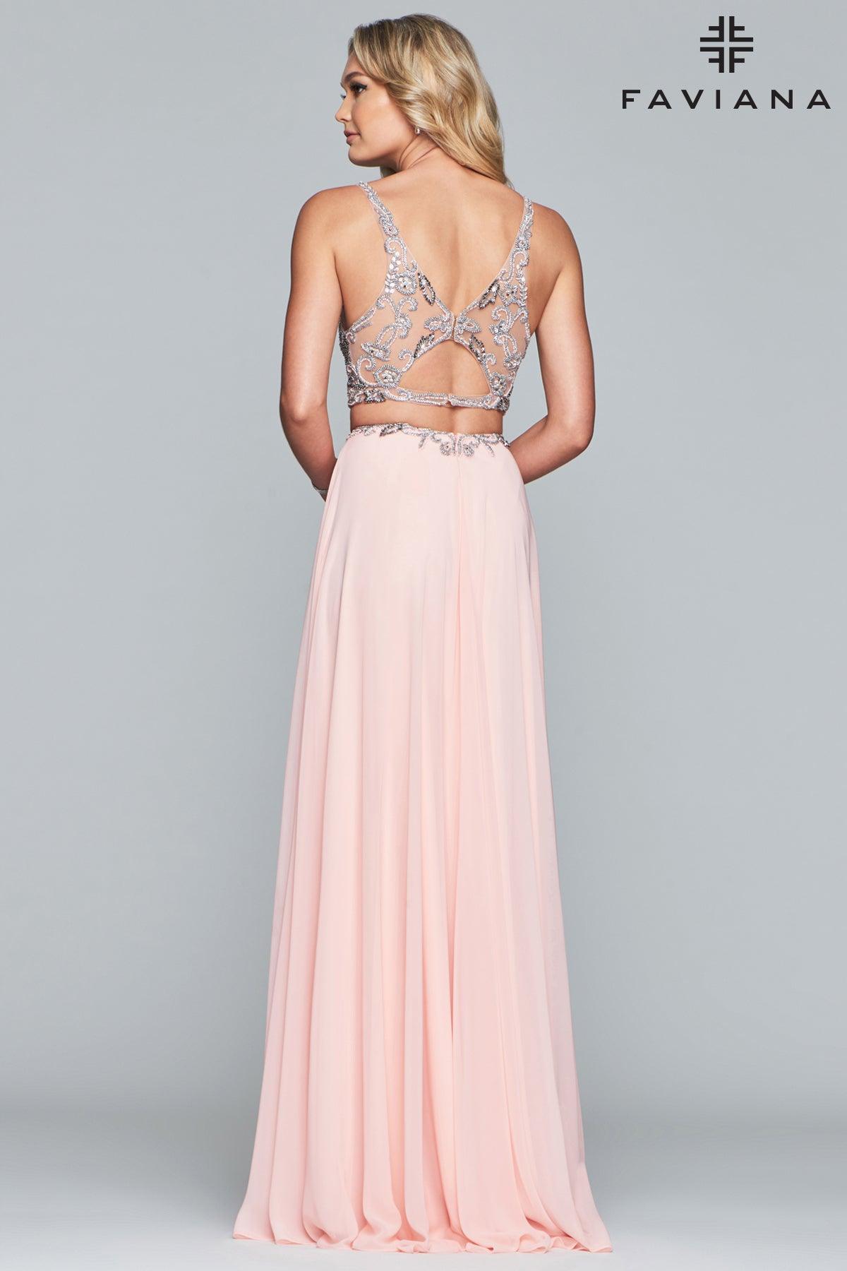 Faviana Two Piece Long Gown S10244 - The Dress Outlet