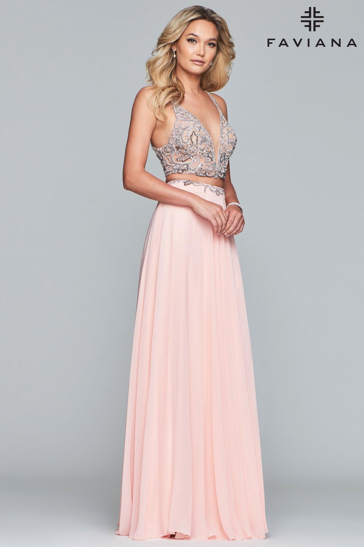 Faviana Two Piece Long Gown S10244 - The Dress Outlet