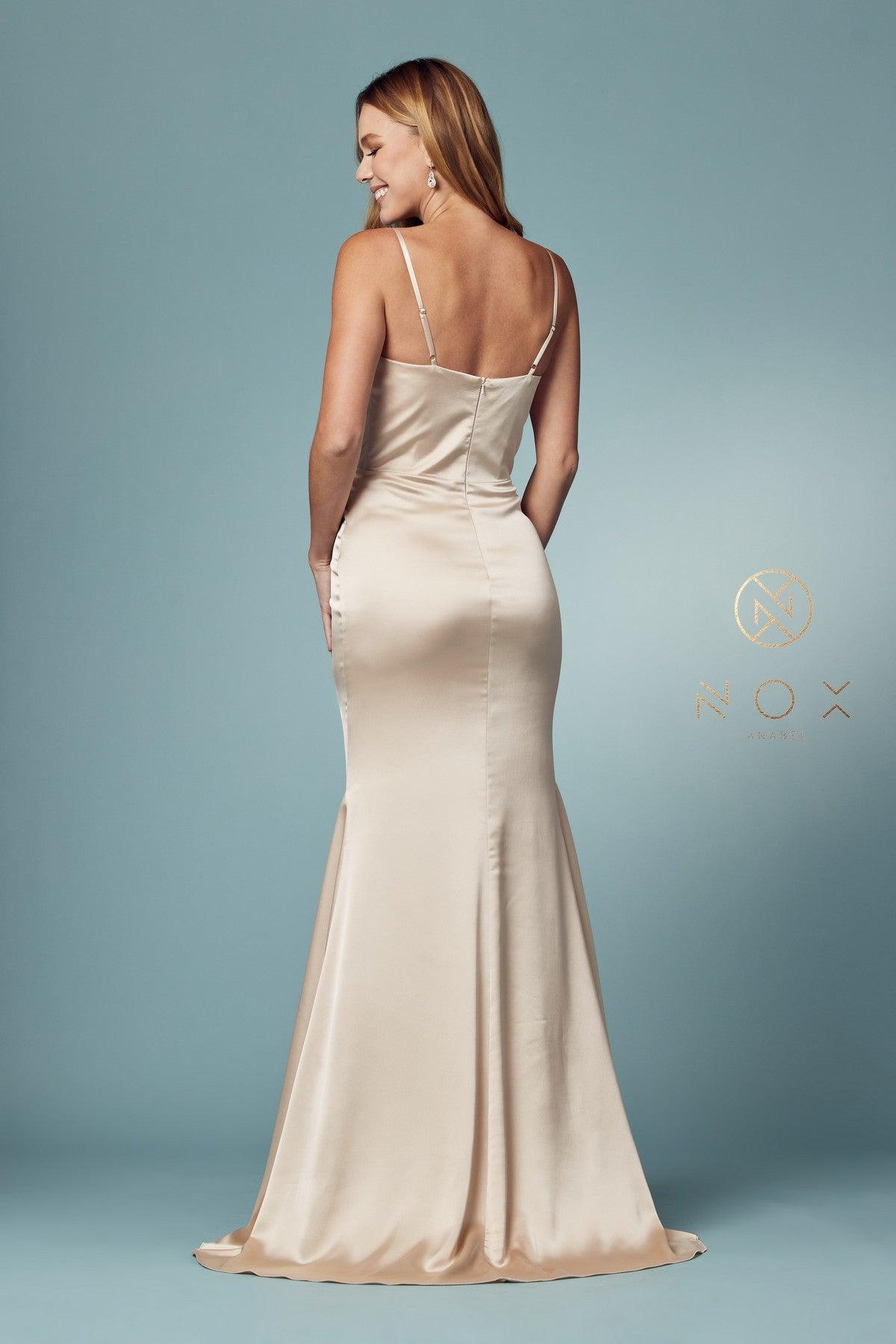 Fit and Flare Long Prom Dress Champagne