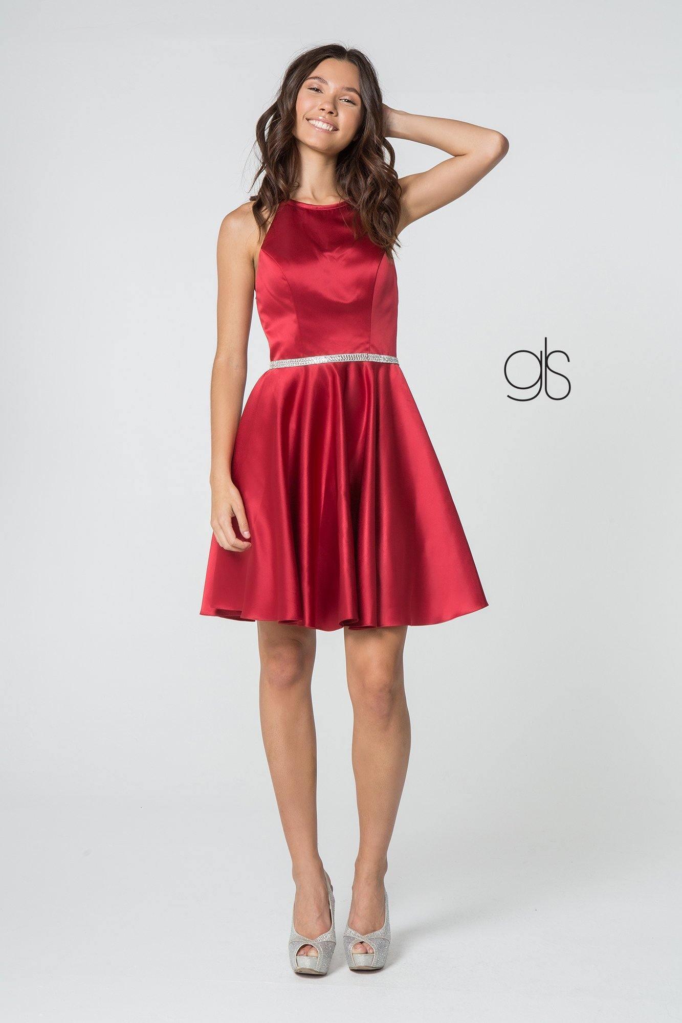 Burgundy Formal Satin Short Dress Cocktail for $19.99 – The Dress Outlet