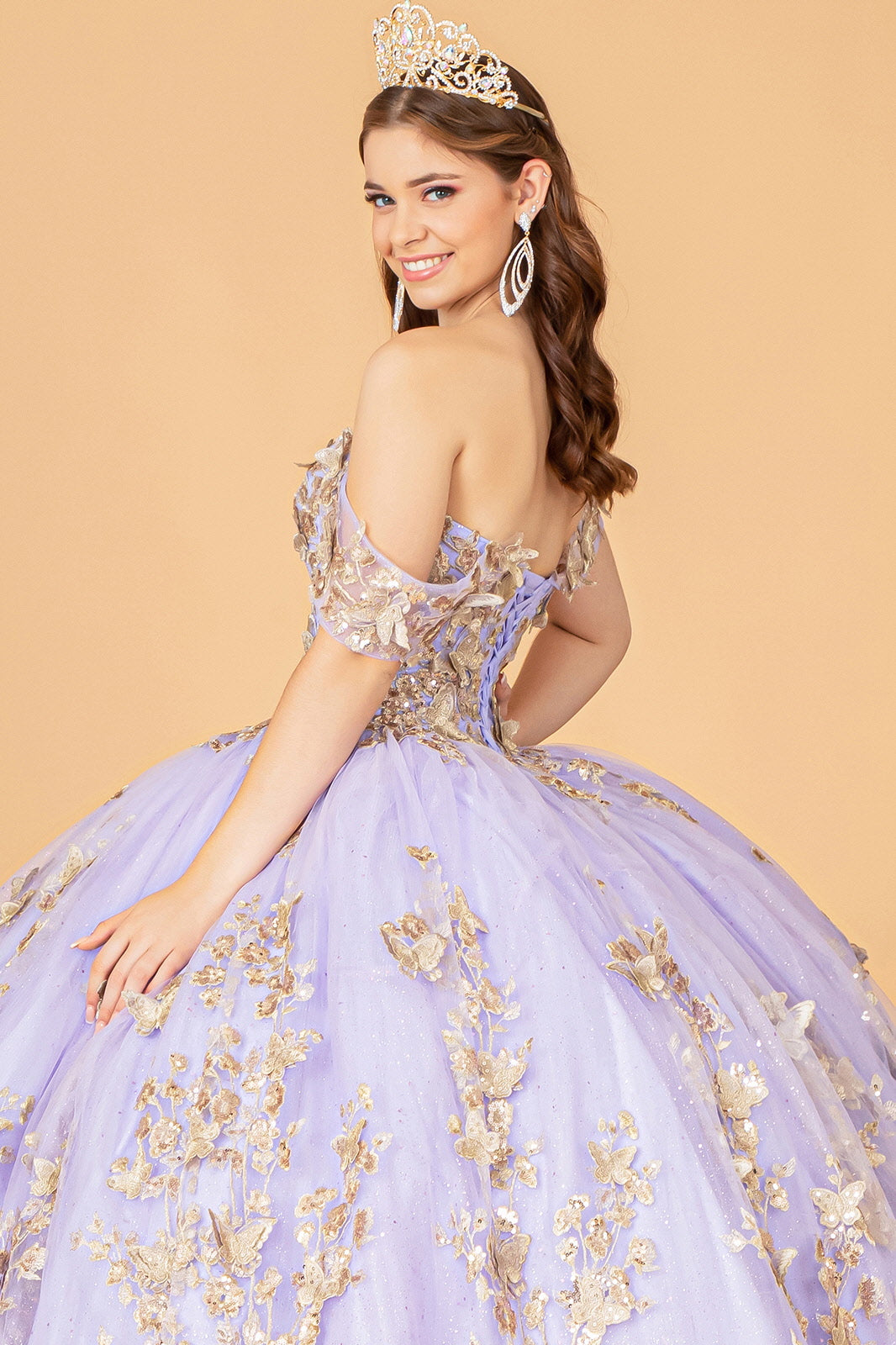 Quinceniera Dresses Long Off Shoulder Ball Gown Lilac