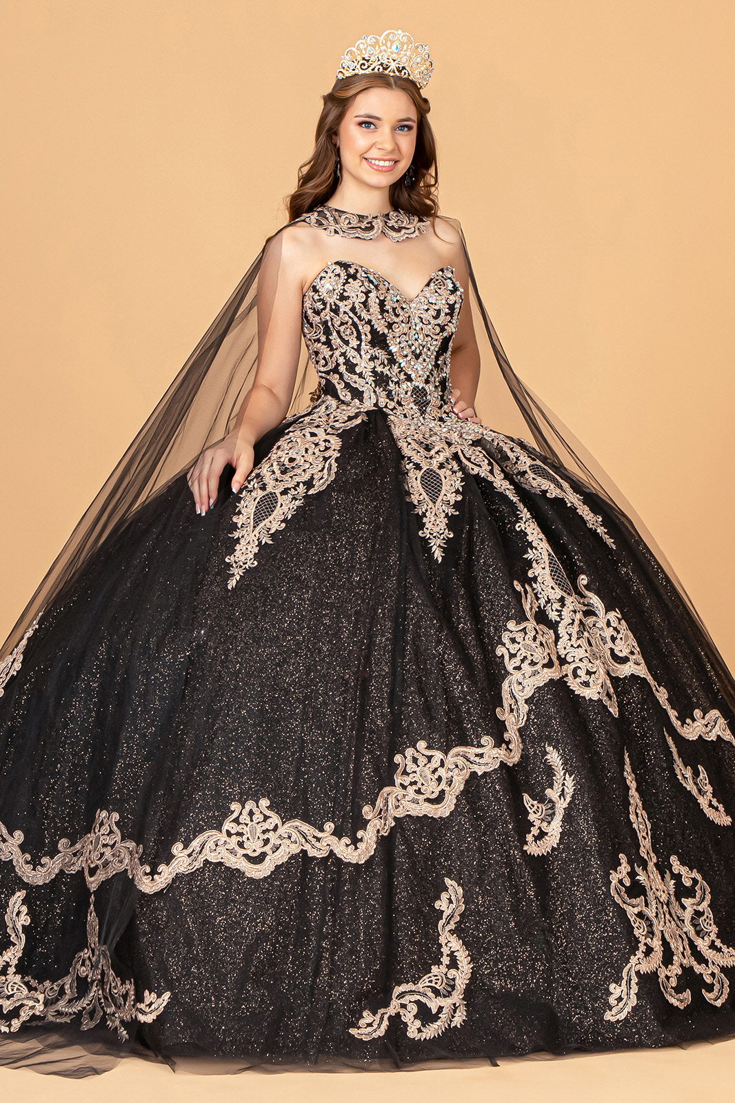 Burgundy Strapless Long Sparkling Quinceniera Dress
