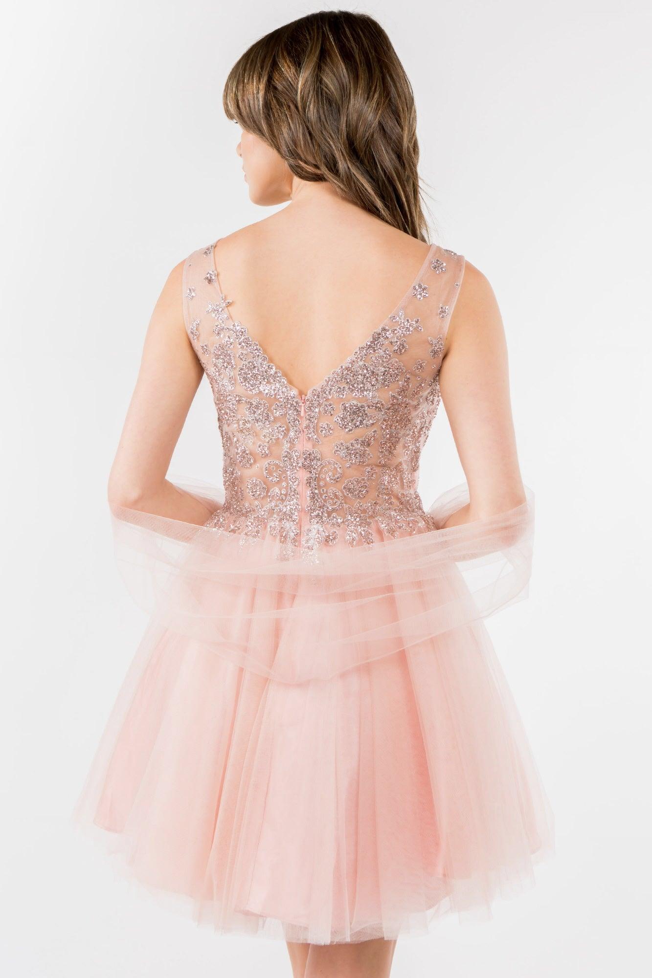 Glitter A Line Short Homecoming Dress - The Dress Outlet