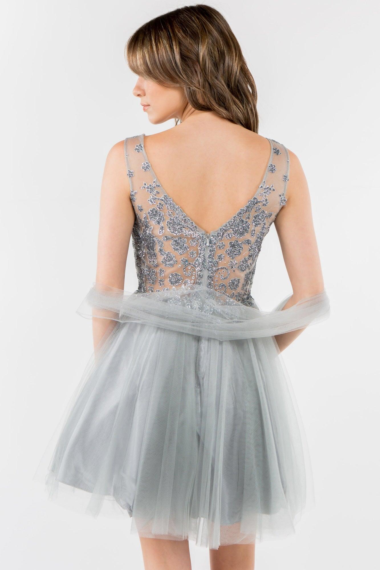 Glitter A Line Short Homecoming Dress - The Dress Outlet
