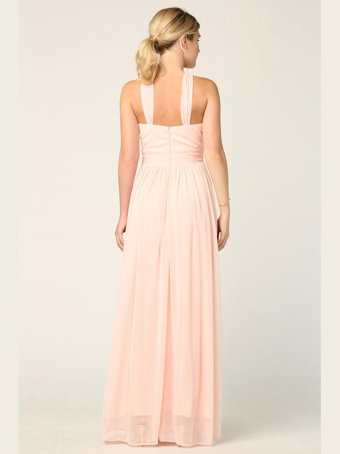 Halter Long Bridesmaid Dress Blush