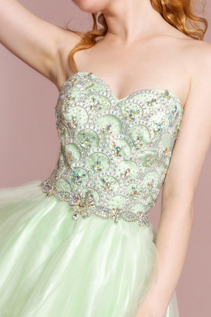 Homecoming Strapless Short Tulle Prom Dress - The Dress Outlet