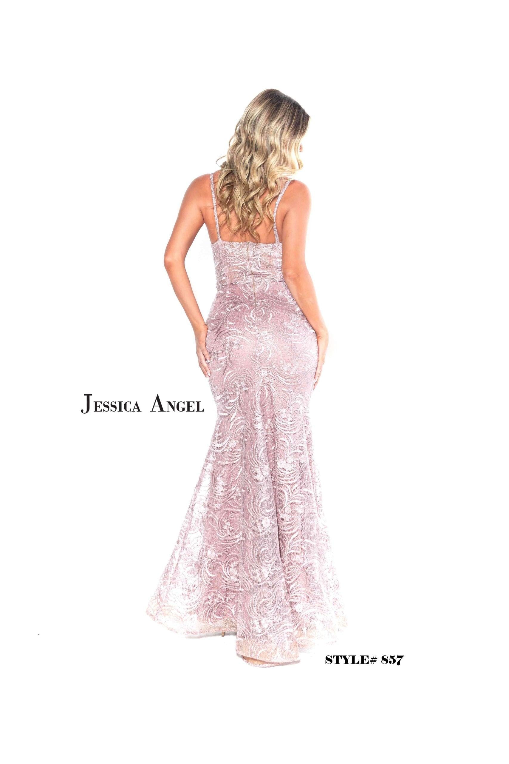 Jessica Angel Long Formal Fitted Lace Dress 857 - The Dress Outlet