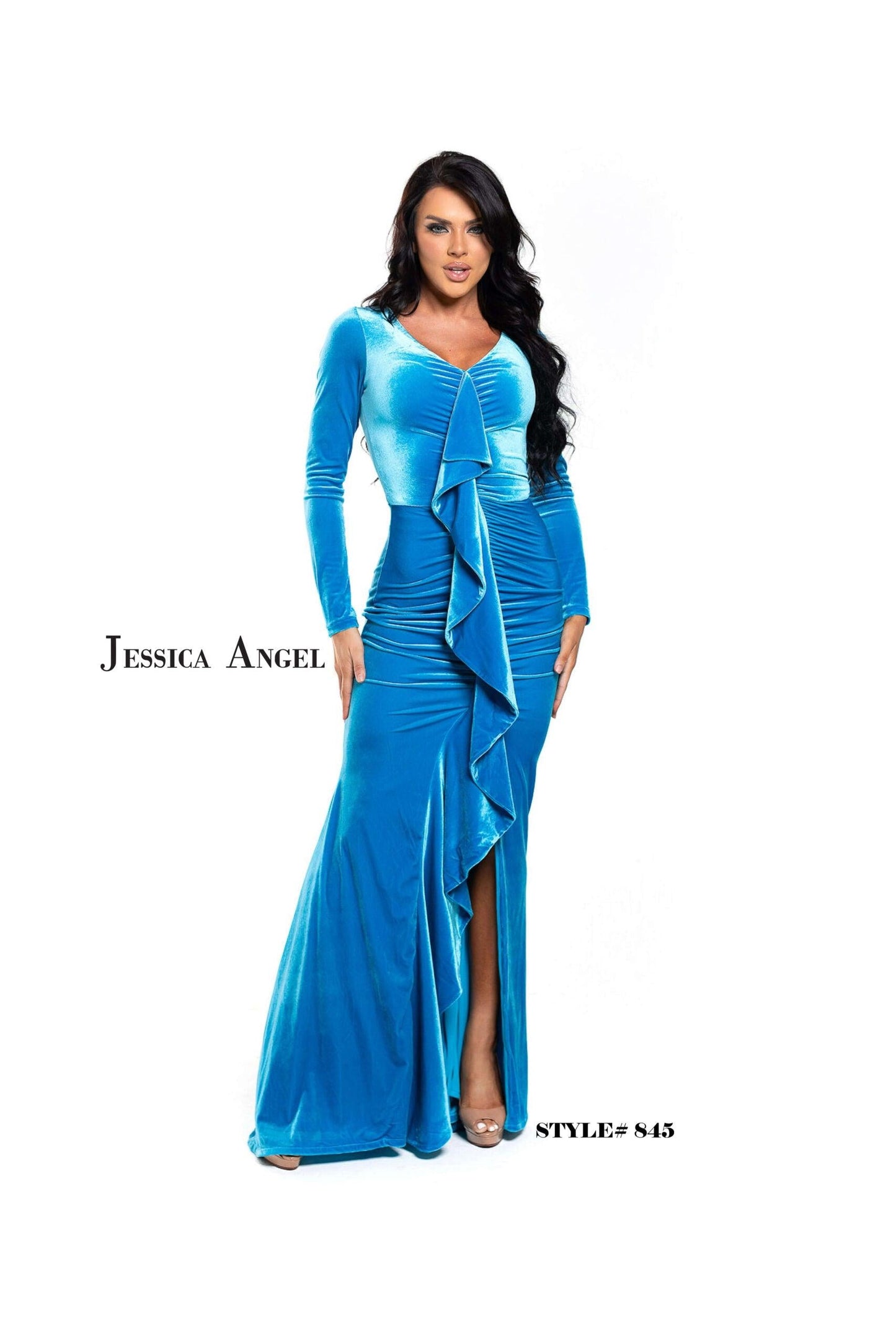 Jessica Angel Long Sleeveless Formal Velvet Gown 845 - The Dress Outlet
