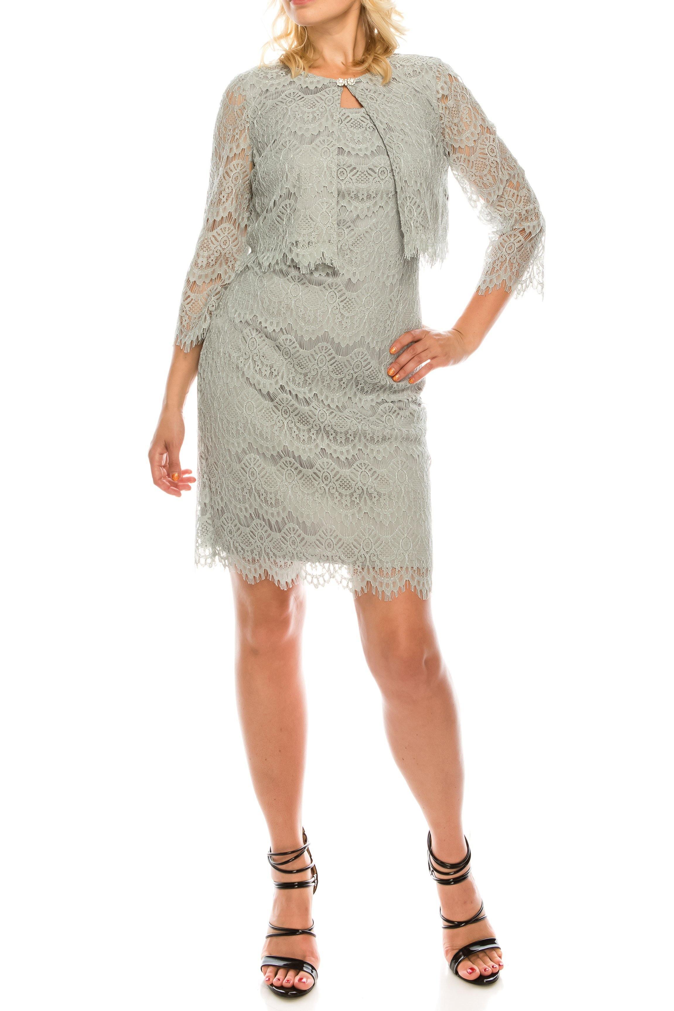 Grey Jessica Howard Short Mother of Bride Jacket Dress Sale for 30.95 The Dress Outlet
