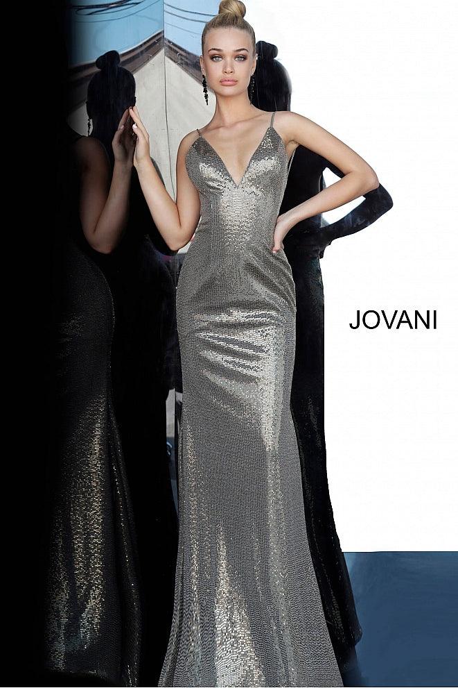 Jovani Backless Metallic Prom Long Dress 2811 - The Dress Outlet