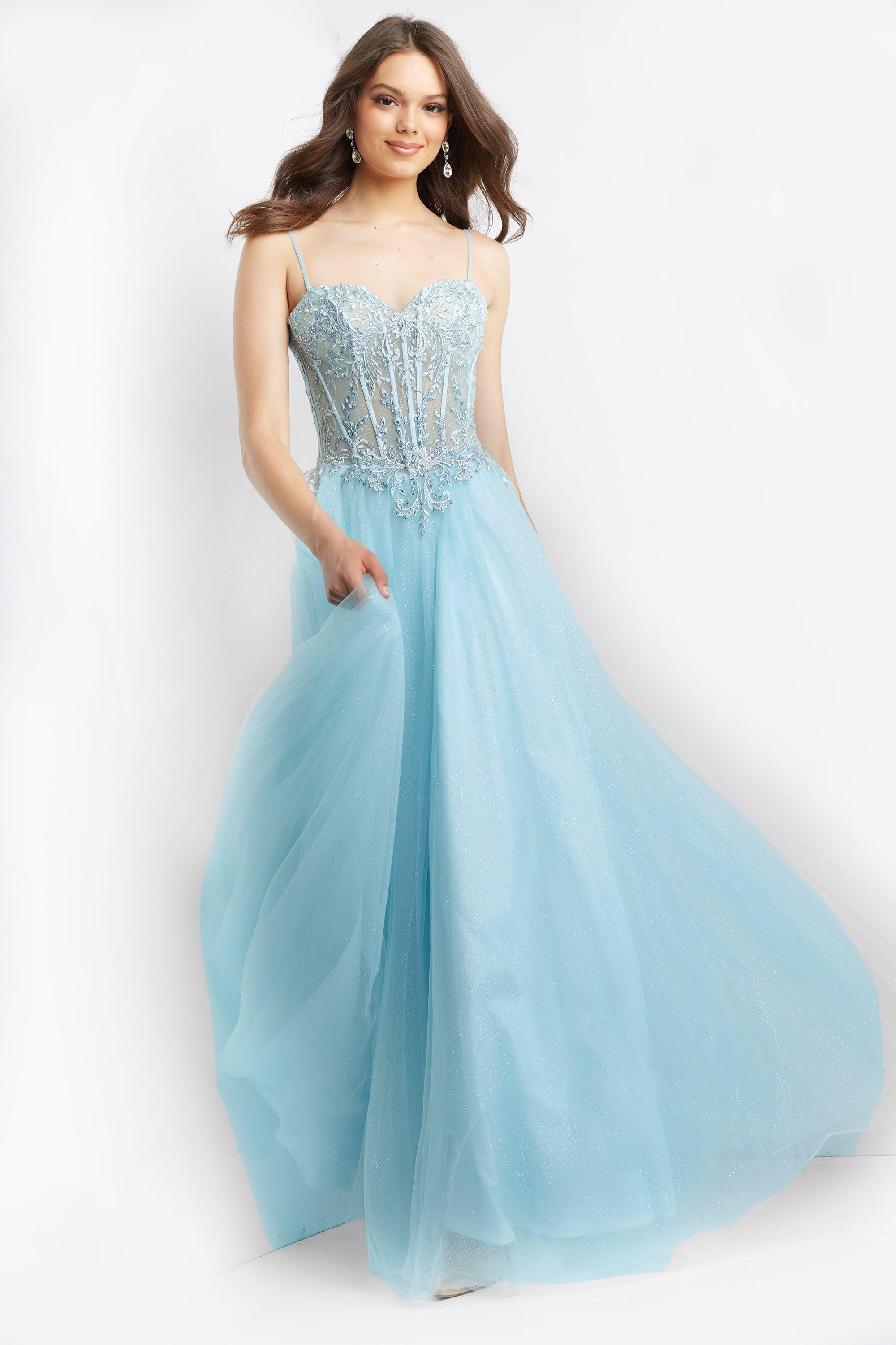 Jovani Corset Bodice Long Prom Dress 07394 - The Dress Outlet