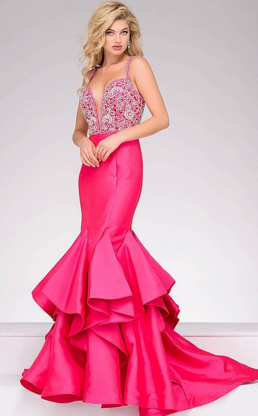 Jovani Crystal Embellished Long Mermaid Prom Dress 32355 - The Dress Outlet