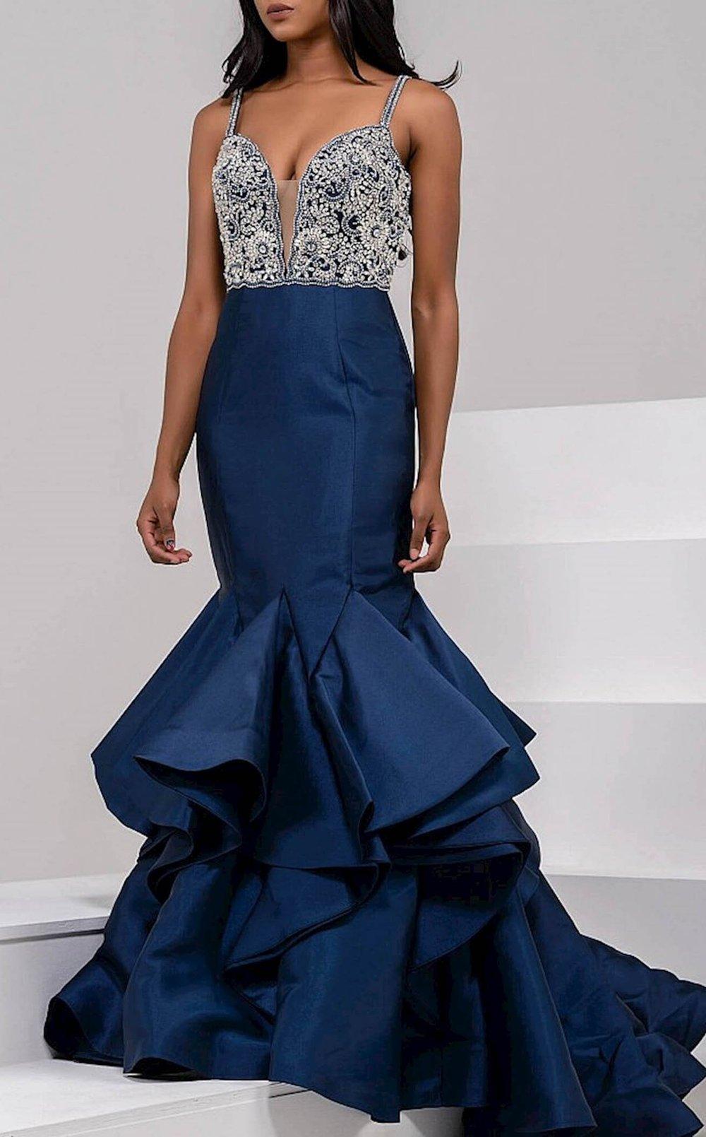 Jovani Crystal Embellished Long Mermaid Prom Dress 32355 - The Dress Outlet