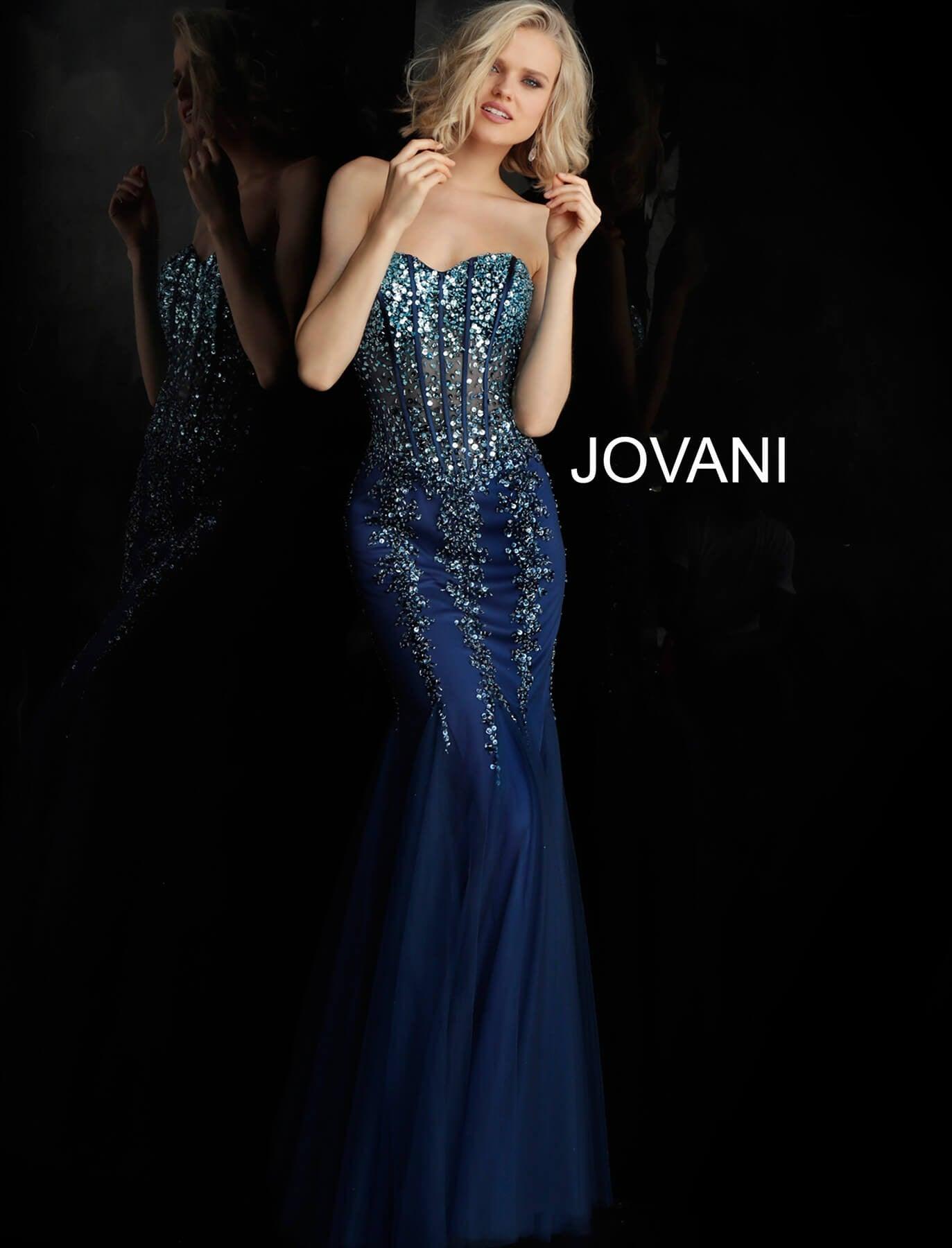Jovani Embellished Strapless Long Prom Dress 67026 - The Dress Outlet