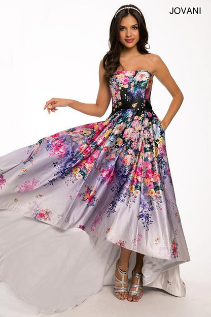 Jovani Floral High Low Homecoming Dress 22736 - The Dress Outlet
