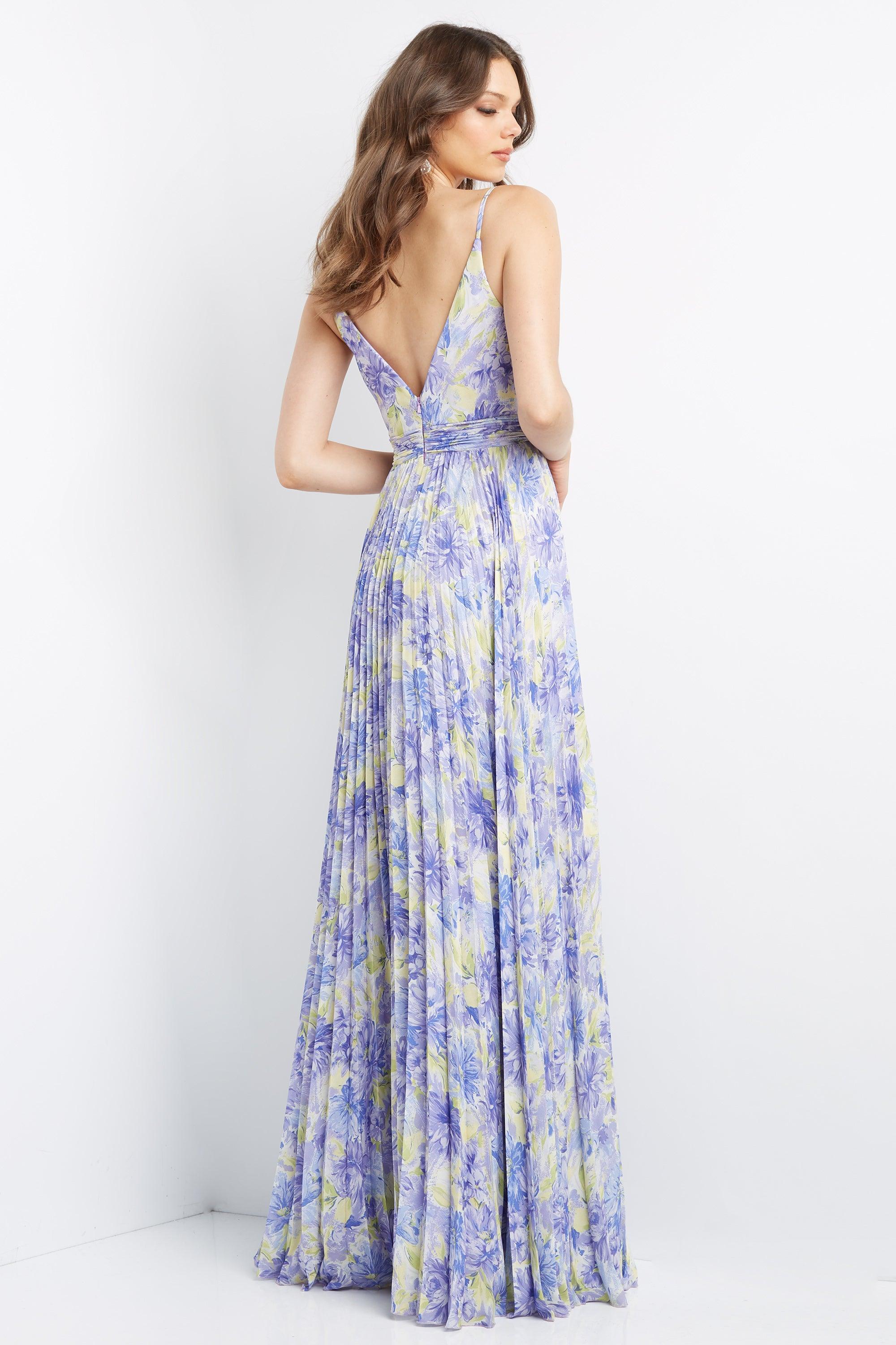 Jovani Floral Print Long Maxi Prom Dress 08491 - The Dress Outlet