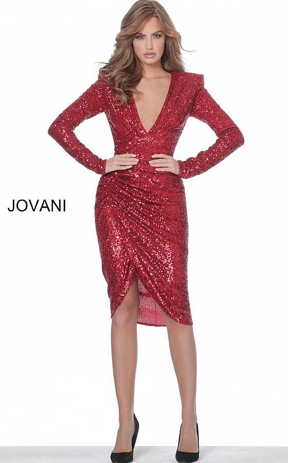 Jovani Fitted Long Sleeve Cocktail Dress 04257 - The Dress Outlet