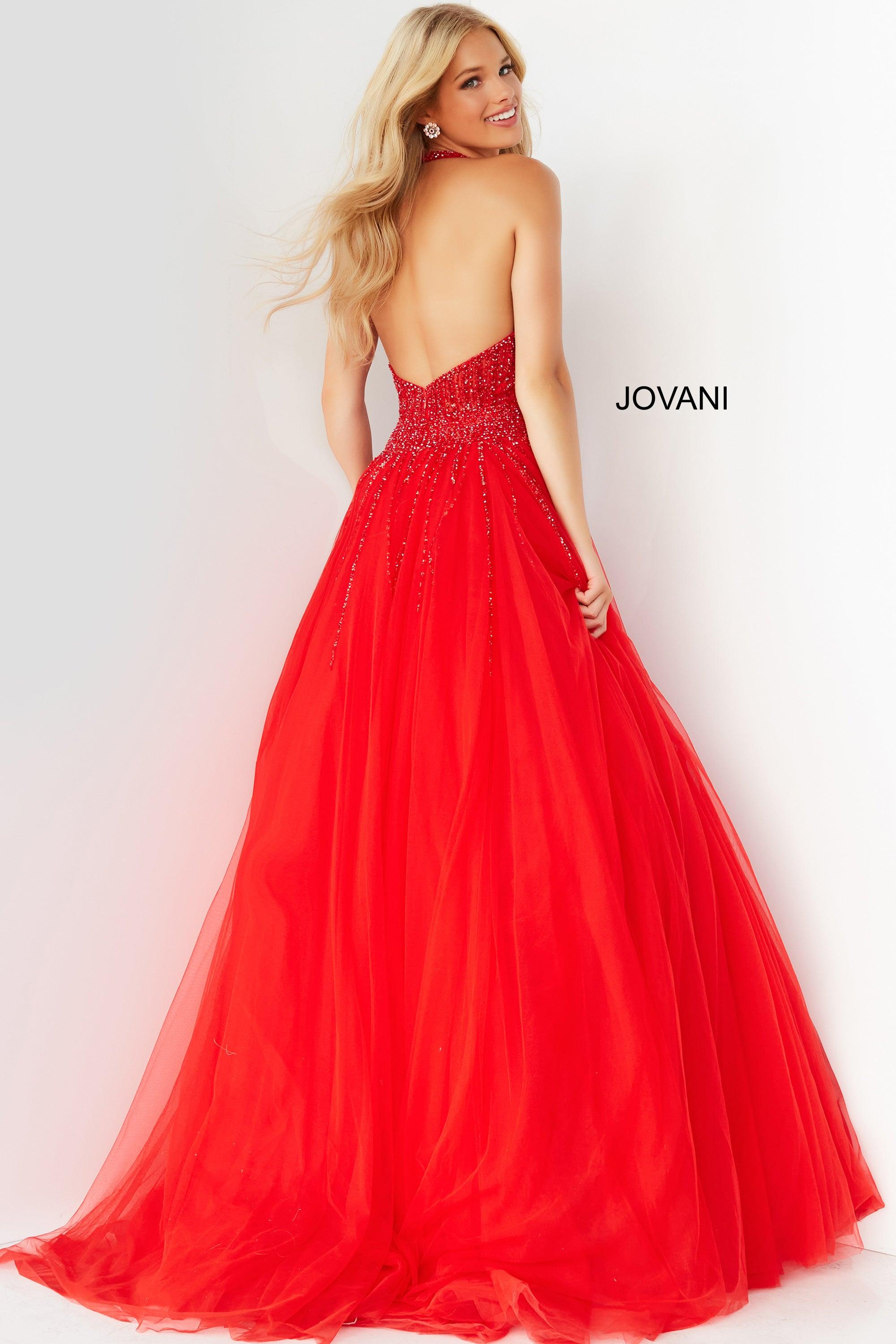 Jovani Halter Long Formal Ball Gown 06598 - The Dress Outlet
