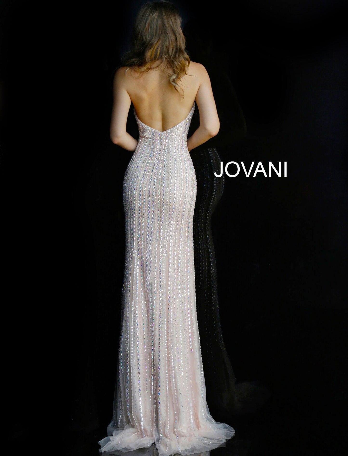 Jovani Halter Neck Backless Jewel Long Evening Dress 60302 - The Dress Outlet